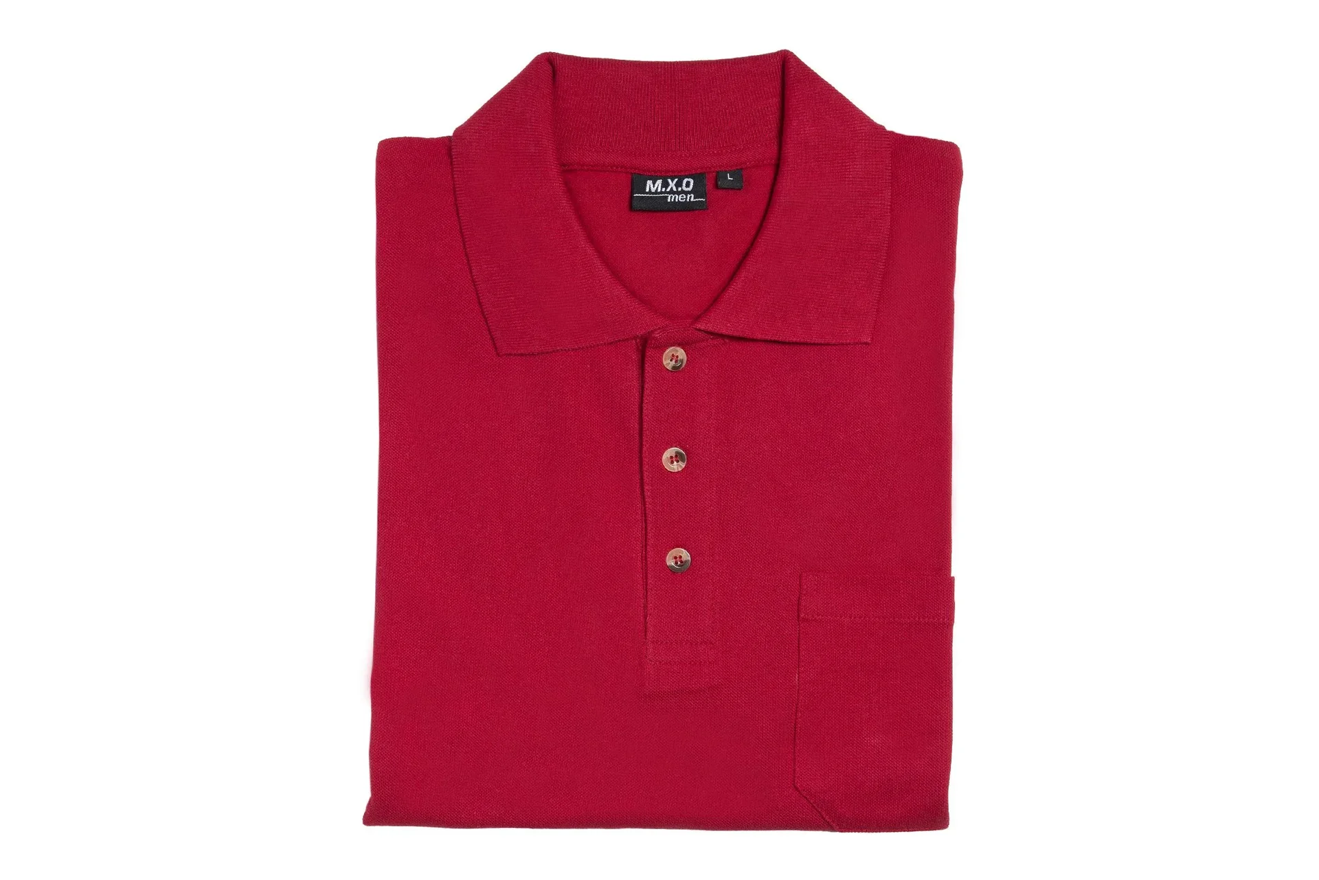 Poloshirt mit Knopfleiste und Brusttasche, Farbe rot, Gr.2XL - 0