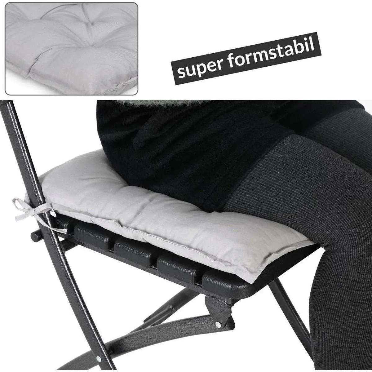 Stuhlkissen - Kissen Gartenstuhl - 4er Set hellgrau - 0
