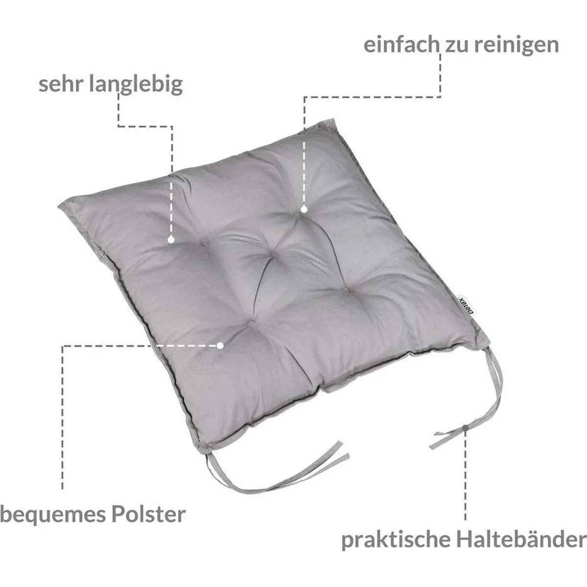 Stuhlkissen - Kissen Gartenstuhl - 4er Set hellgrau - 1