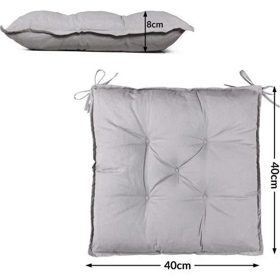 Stuhlkissen - Kissen Gartenstuhl - 4er Set hellgrau - 3