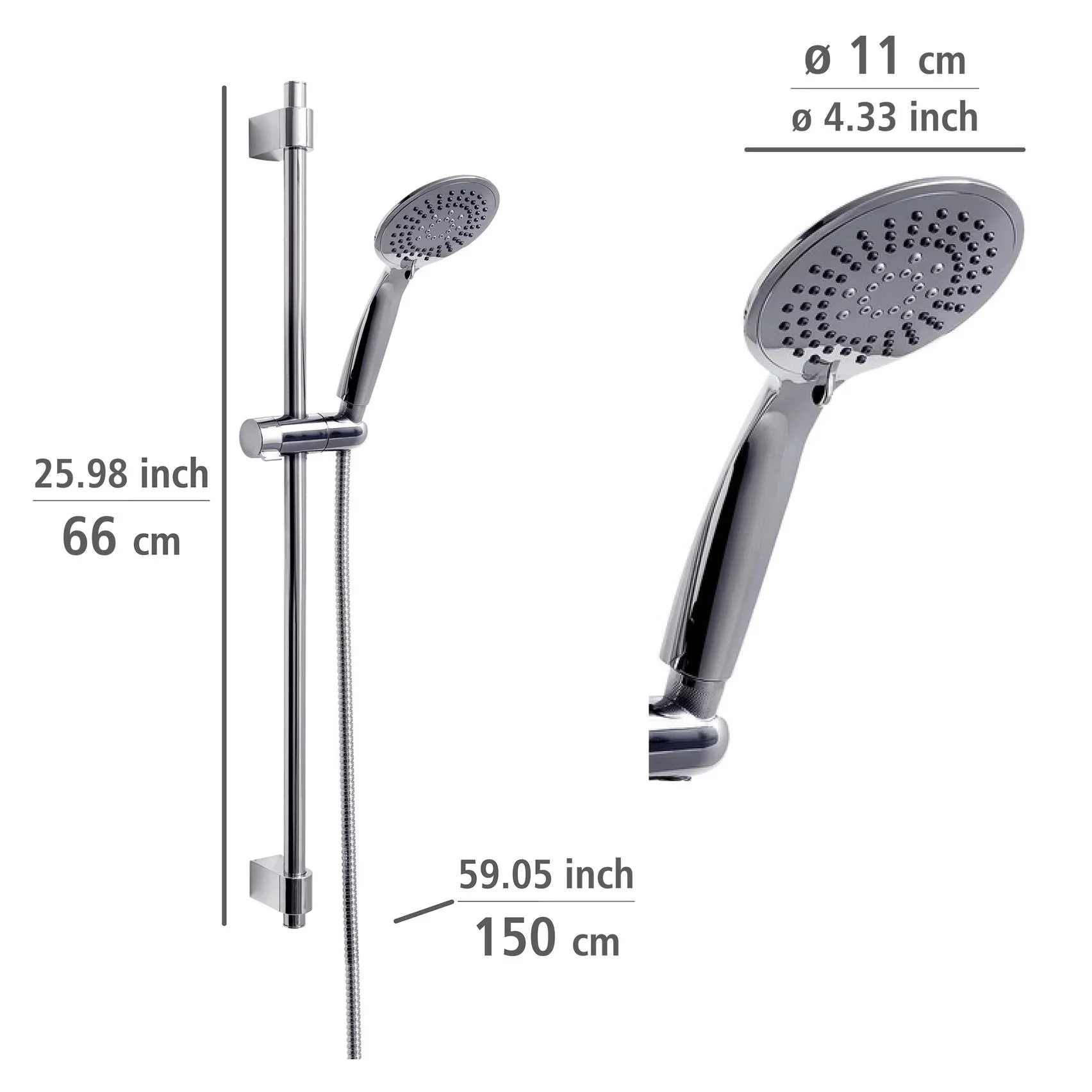 Brauseset Young Chrom, Länge Stange: 66 cm - 0