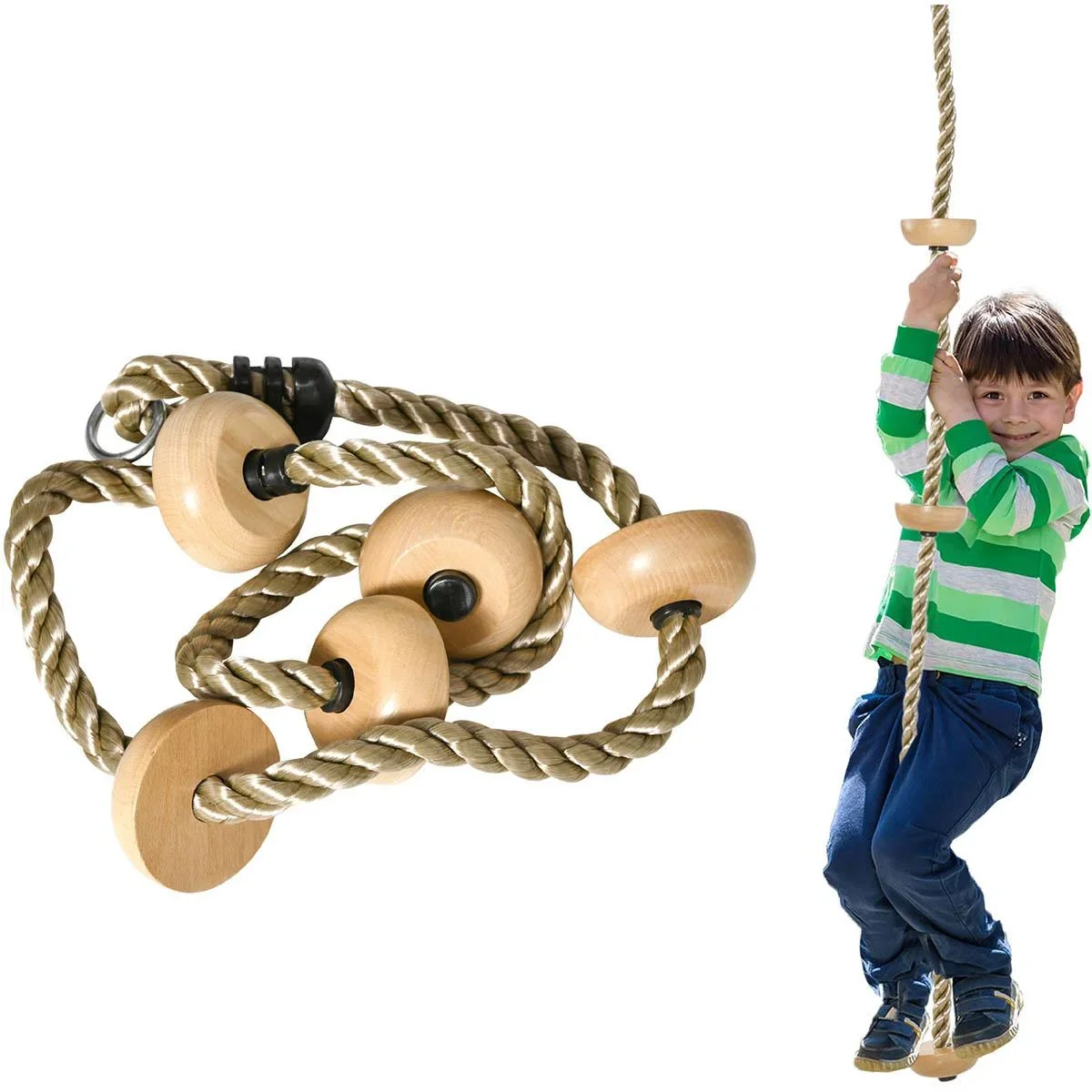 Kletterseil mit Holzsprossen, für 3-14 Jahre - 4