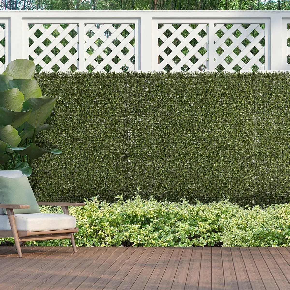 12 Stück künstliches Pflanzenwand Hecke 50x50 cm UV-Schutz Sichtschutz Schwimmer Gras Design Heckenpflanze für Garten Ou - 3