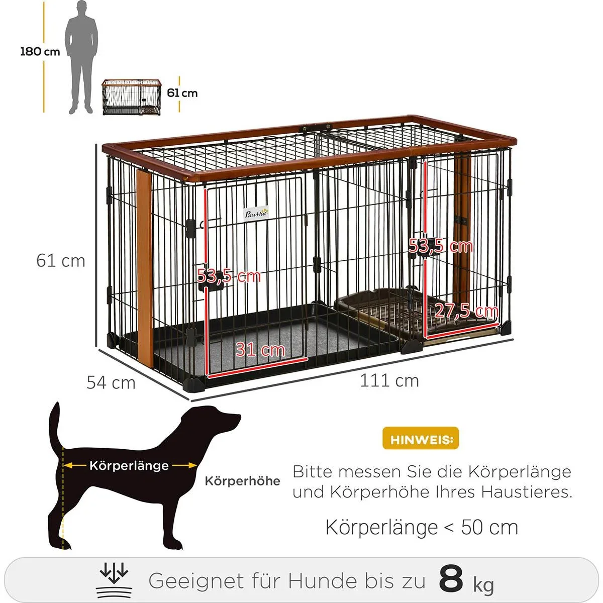 Hundeecke mit Toilette - Stahl/Kunststoff - 111 x 54 x 61 cm - 3