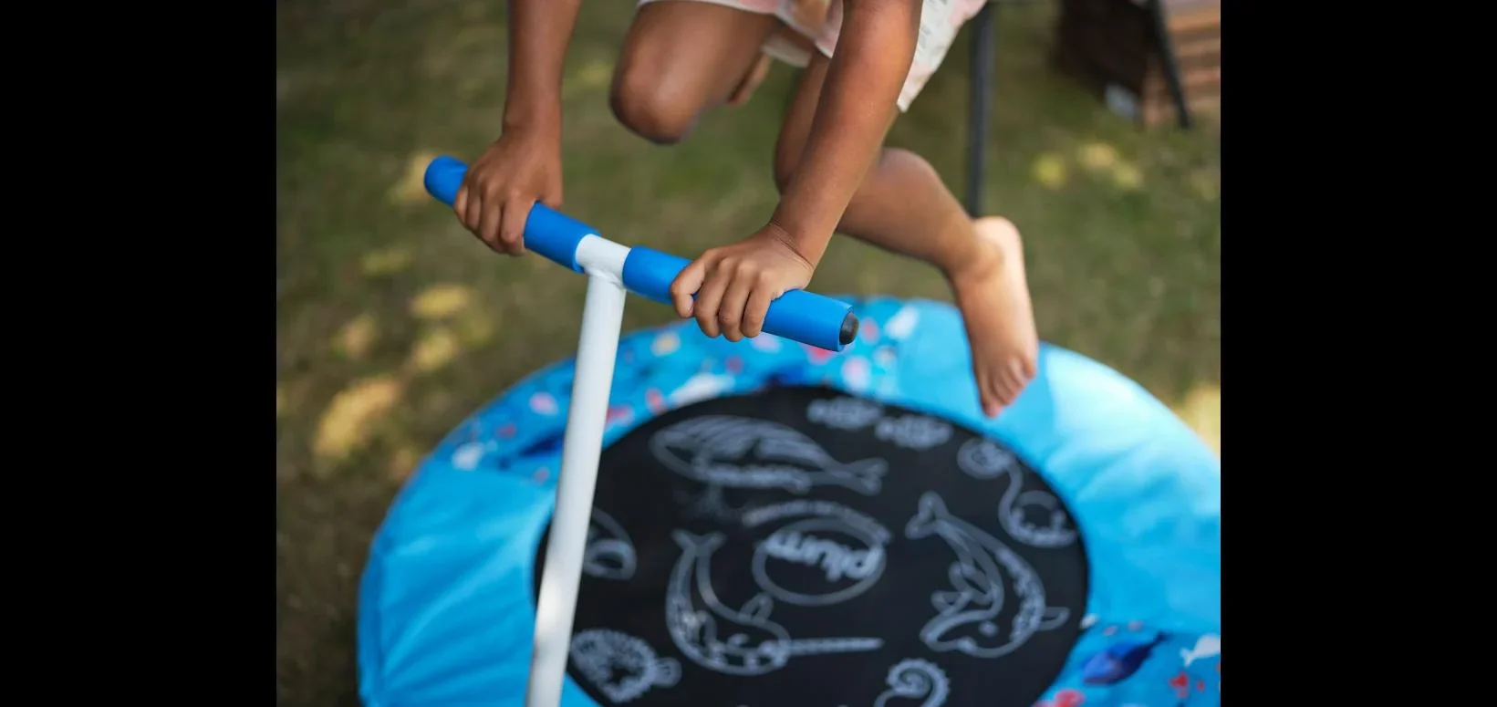 Trampolin Junior Bouncer Meeres-Sound, In- und Outdoor-Trampolin für Kinder, Haltegriff, Durchmesser 81 cm, rund - 2