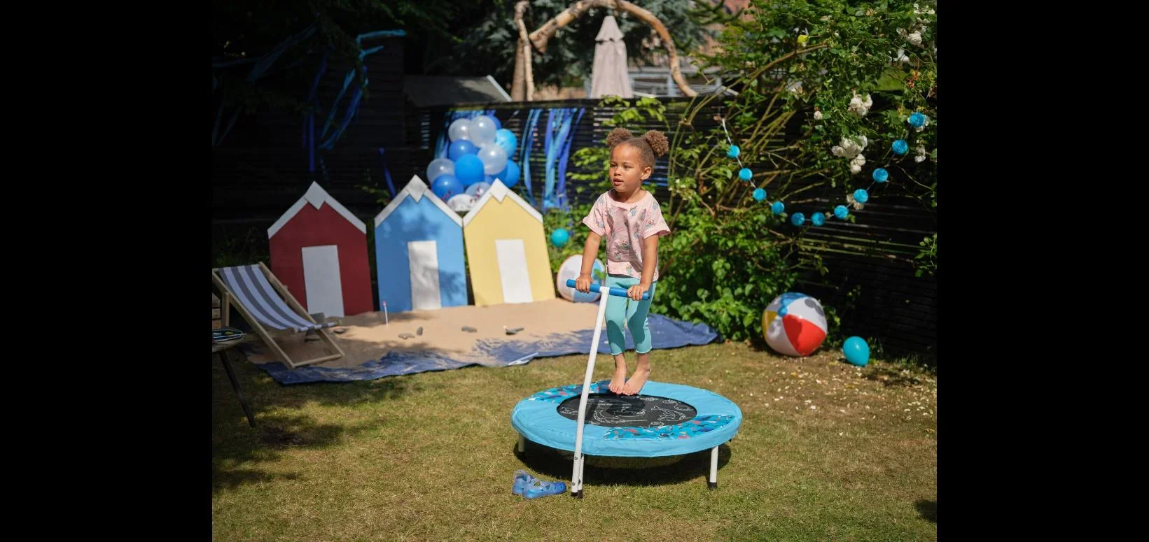 Trampolin Junior Bouncer Meeres-Sound, In- und Outdoor-Trampolin für Kinder, Haltegriff, Durchmesser 81 cm, rund - 3