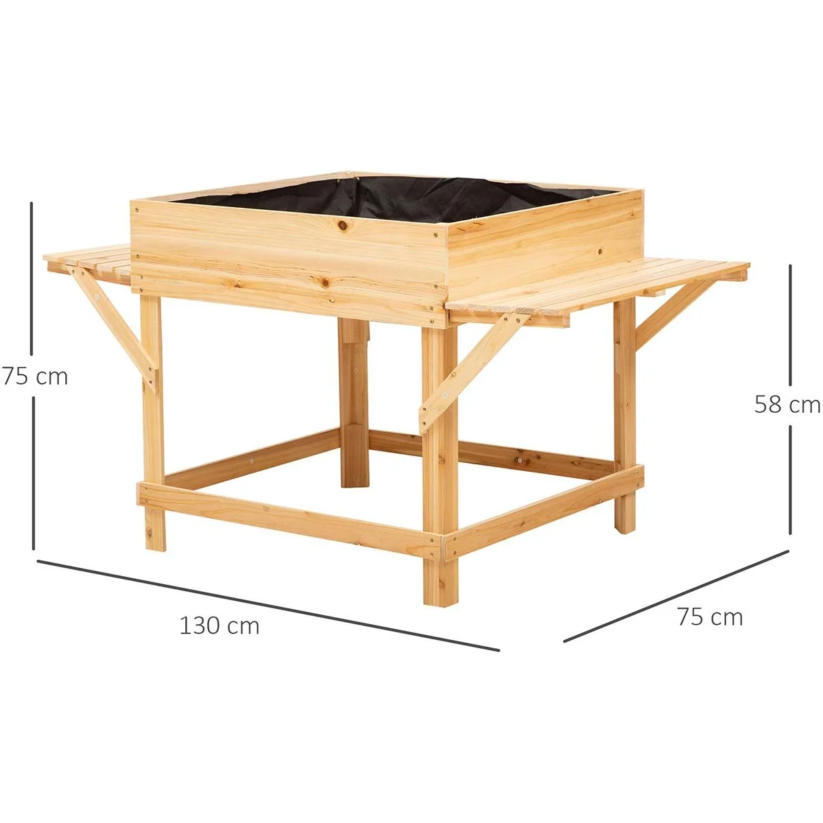 Pflanzkasten mit Ablage natur - 1