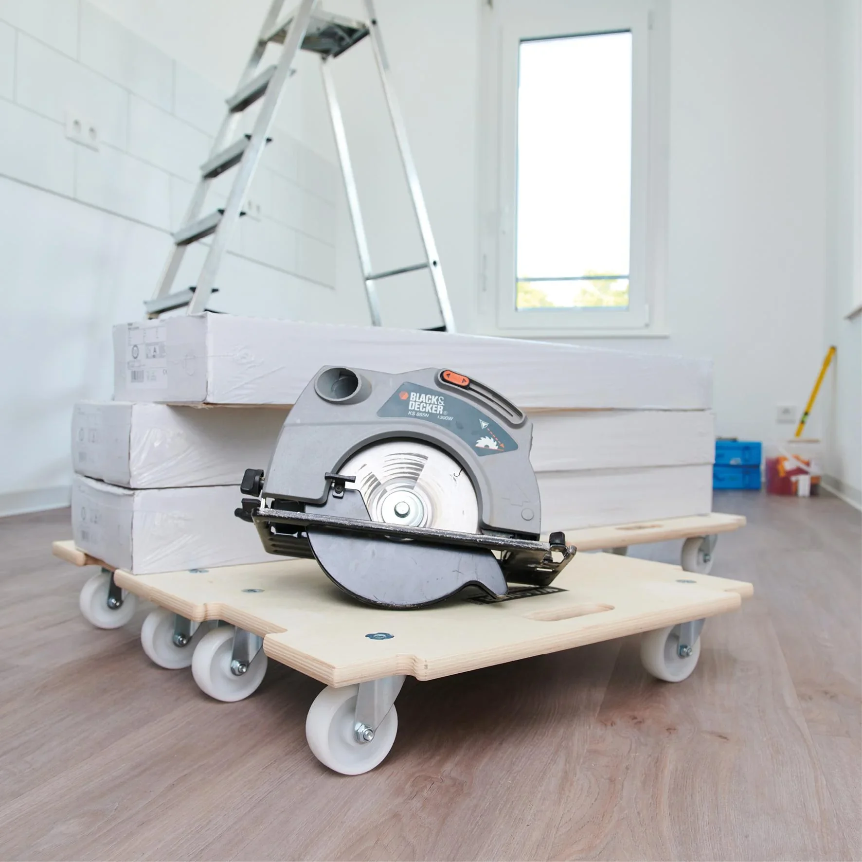 Transporthilfe MM 1382, 59 x 39 x 11 cm, kombinierbar, harte Rollen Ø 75 mm, Rollenlager, Birke FSC®, Tragkraft 250 kg - 2