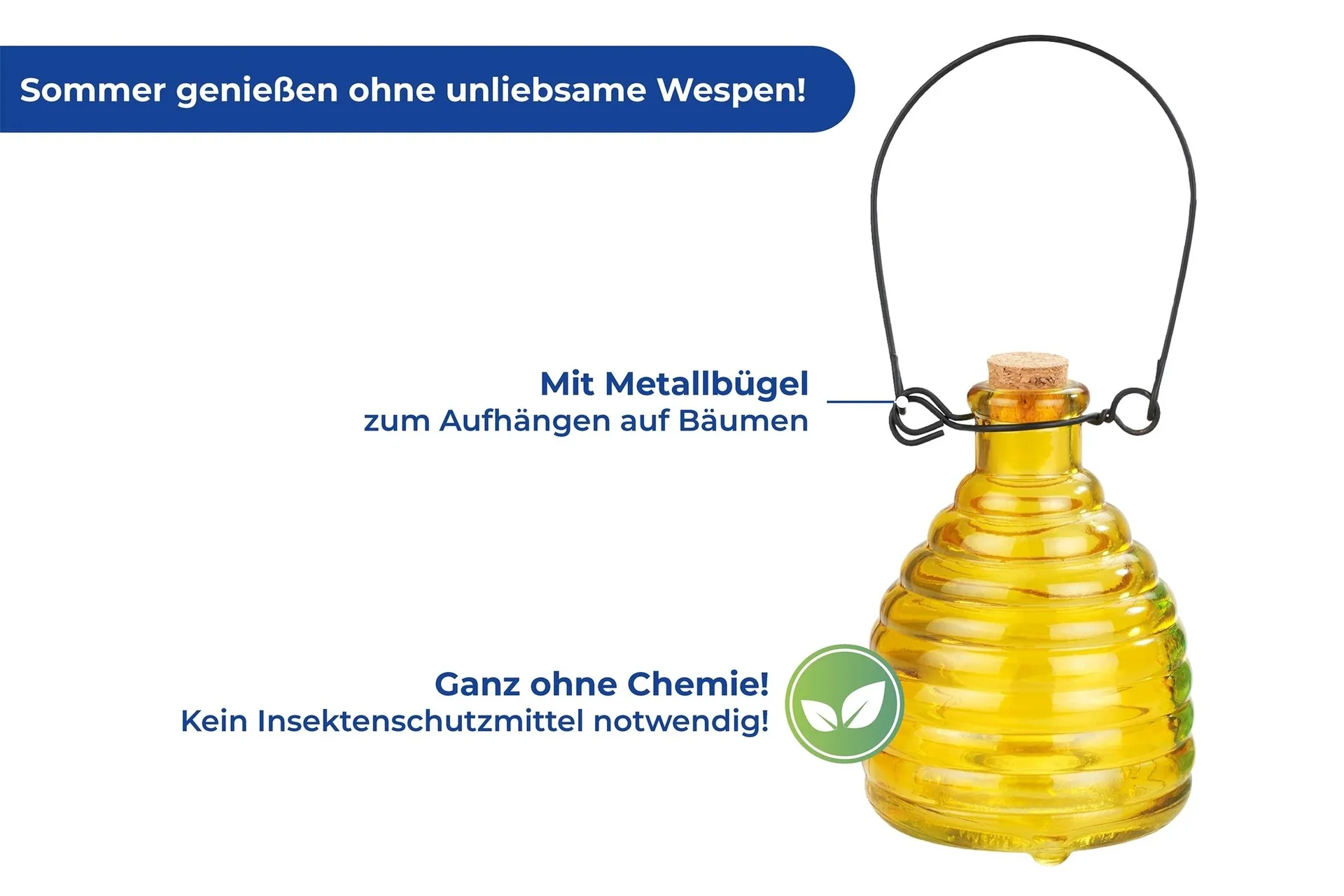 Wespenfalle aus Glas, farbig, 2 Stück - 0