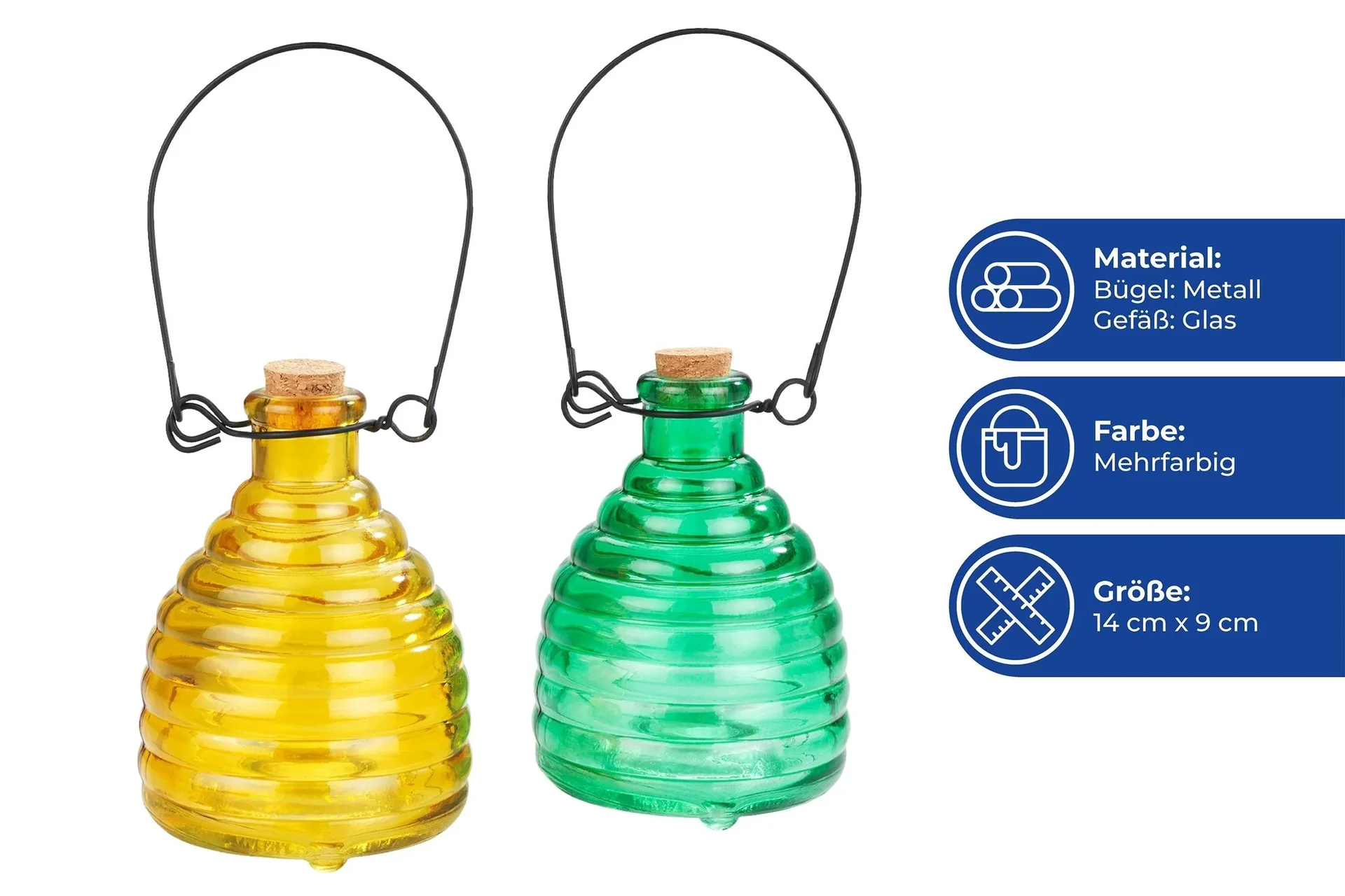 Wespenfalle aus Glas, farbig, 2 Stück - 4