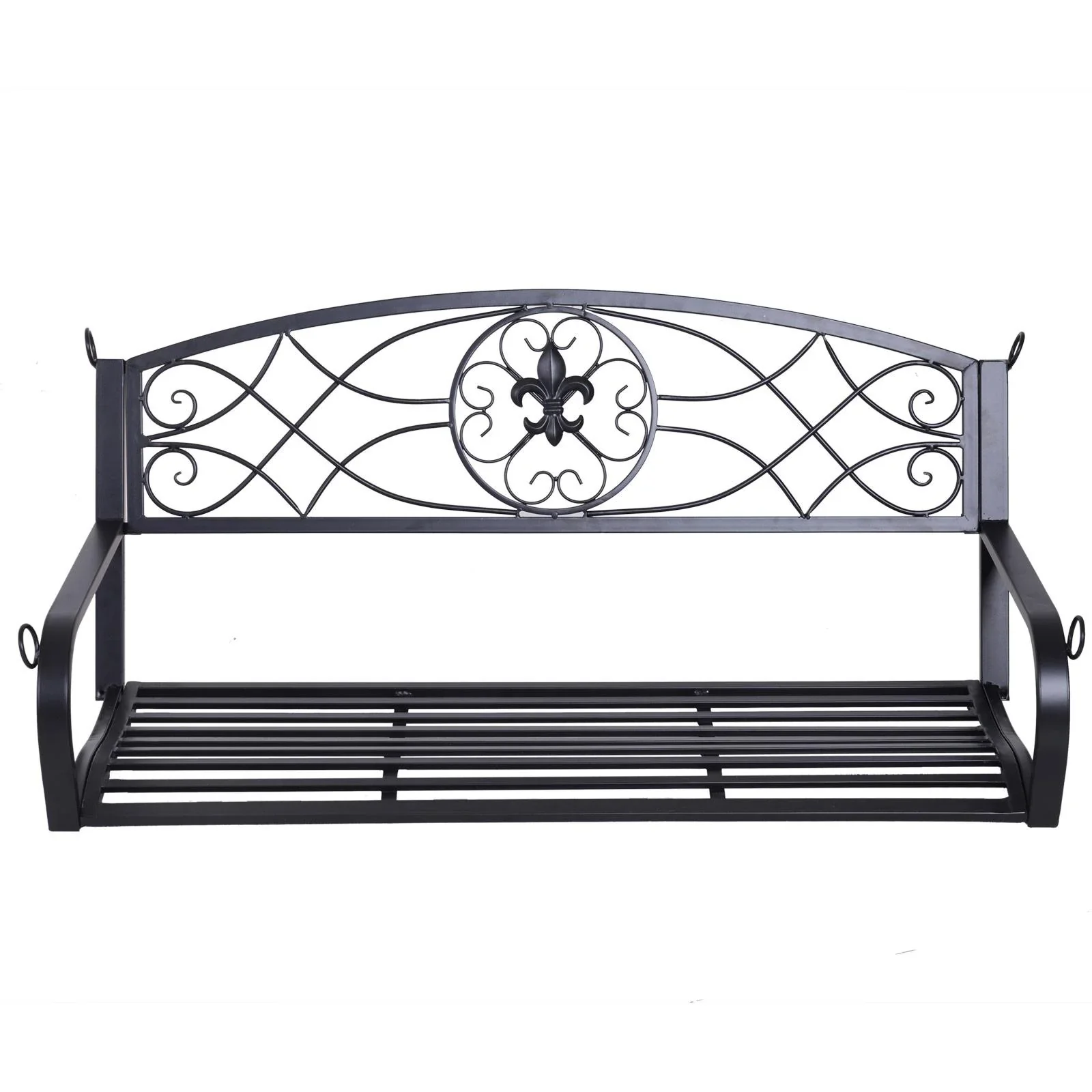 Hängebank 2-Sitzer Gartenschaukel Schaukelbank Schwebebank mit Ketten Metall Schwarz 132 x 63 x 58 cm - 1