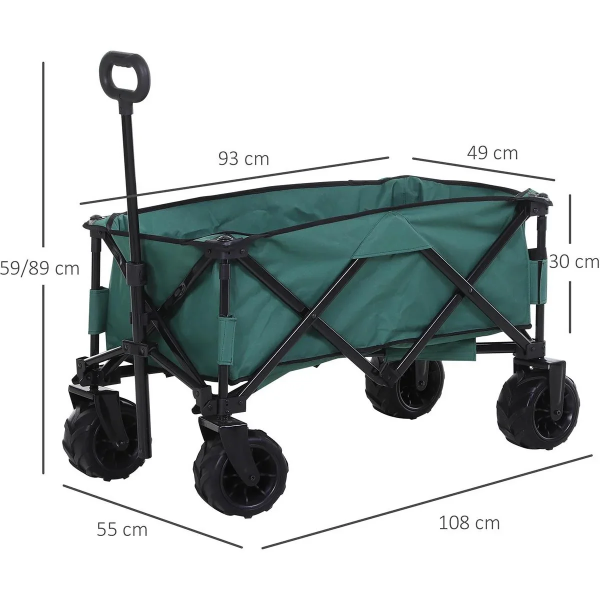Bollerwagen Faltbarer Handwagen 360° Gartenwagen Transportwagen mit Teleskop Griff Verstellbarer Griffhöhe Strandwagen - 1