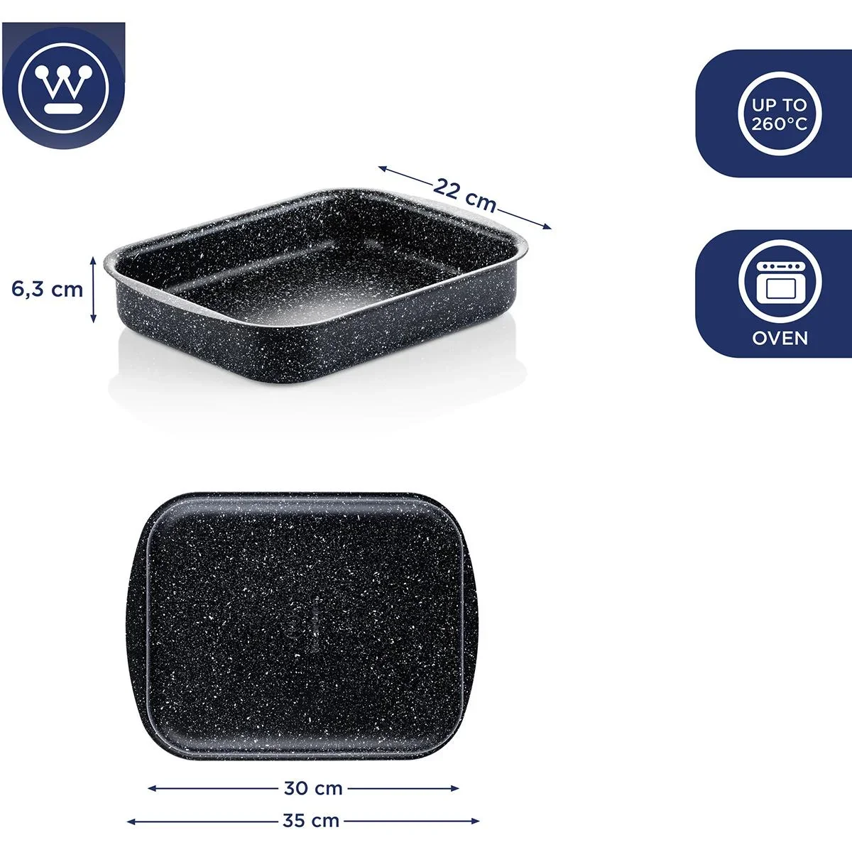 Auflaufform Bratpfanne Ø30 cm (12") Schwarzer Marmor - 3