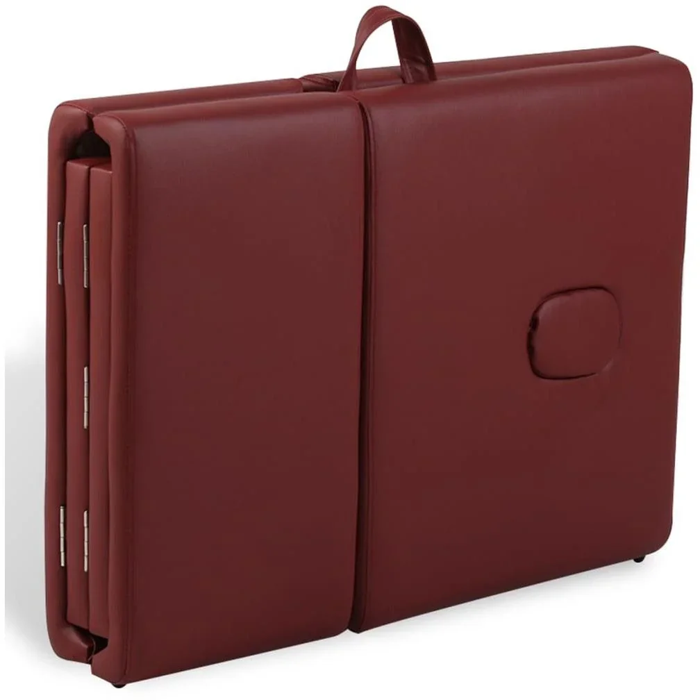 Zusammenklappbare Massageliege mit Holzrahmen (vierteilig / rot) - 0