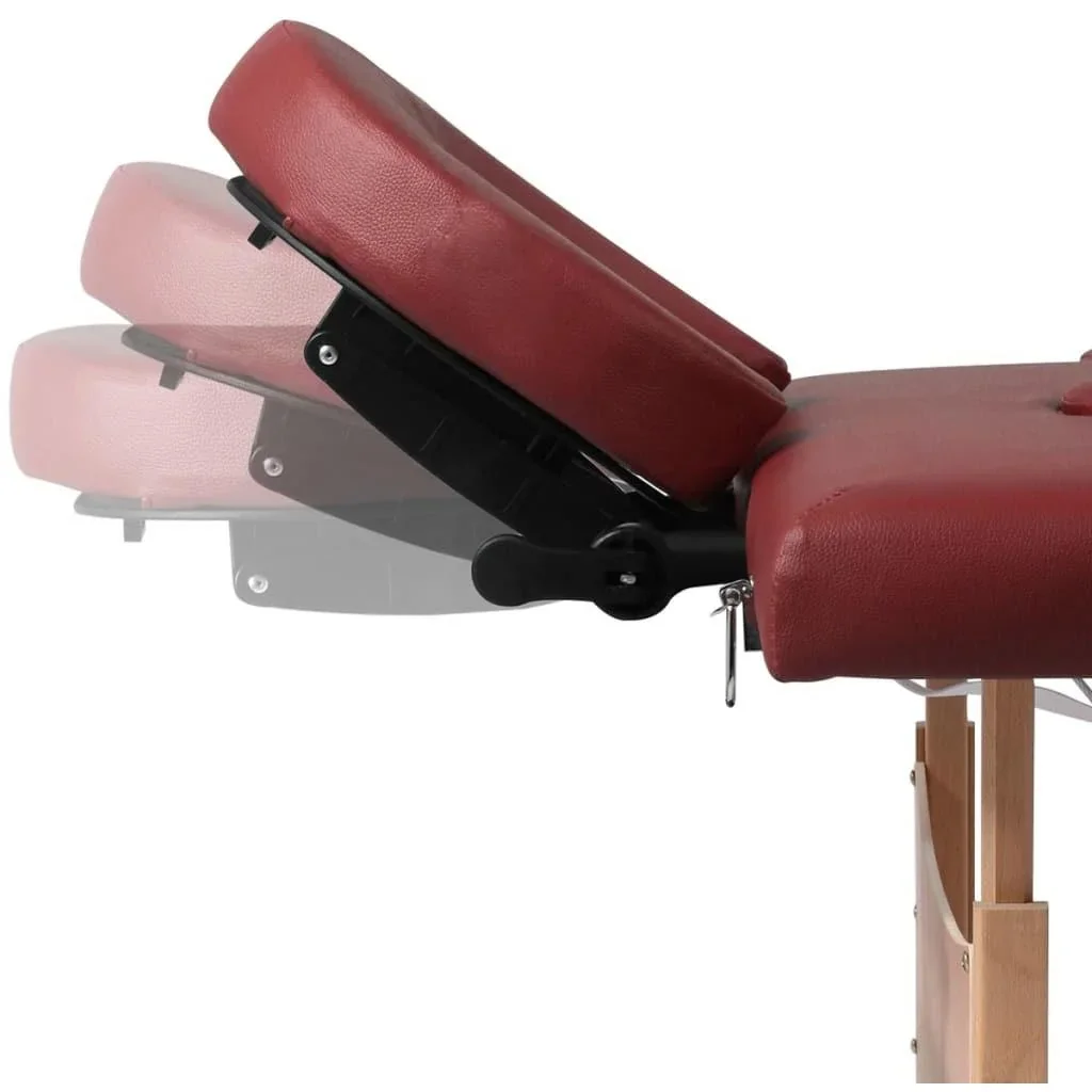 Zusammenklappbare Massageliege mit Holzrahmen (vierteilig / rot) - 1
