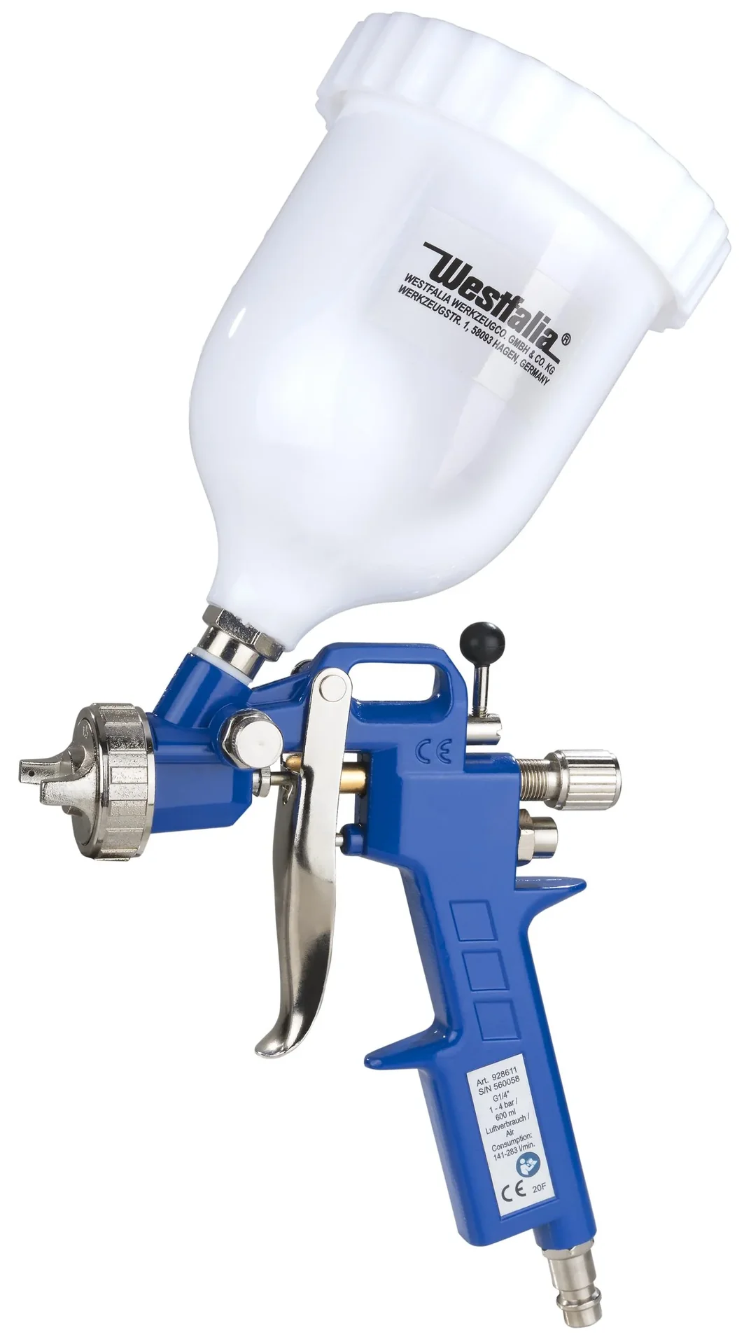 Farbspritzpistole Profi mit Fließbecher, 600 ml - 0