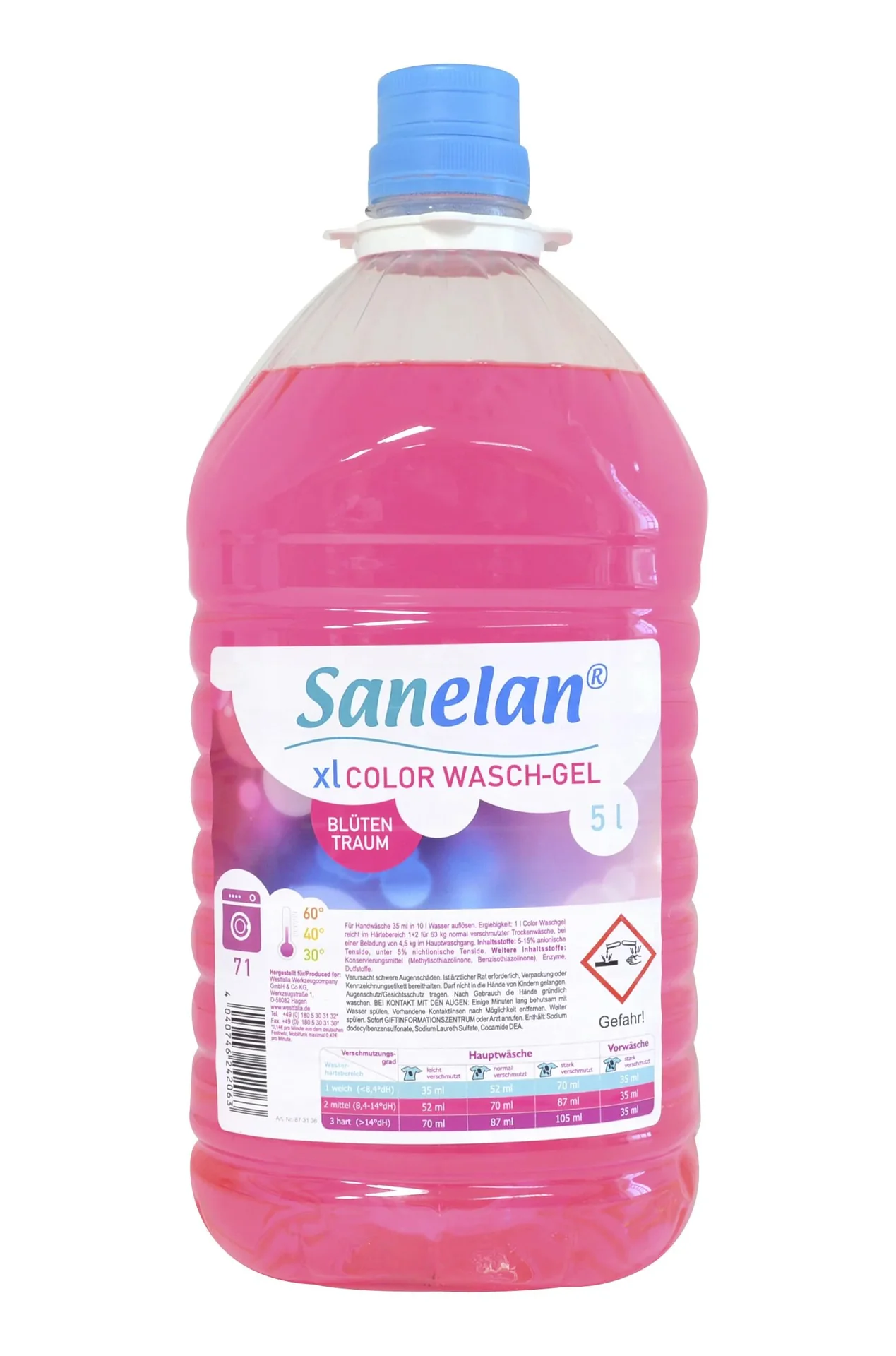 Waschgel Blütentraum, 5 l inklusive Dosierbecher und Auslaufhahn - 5