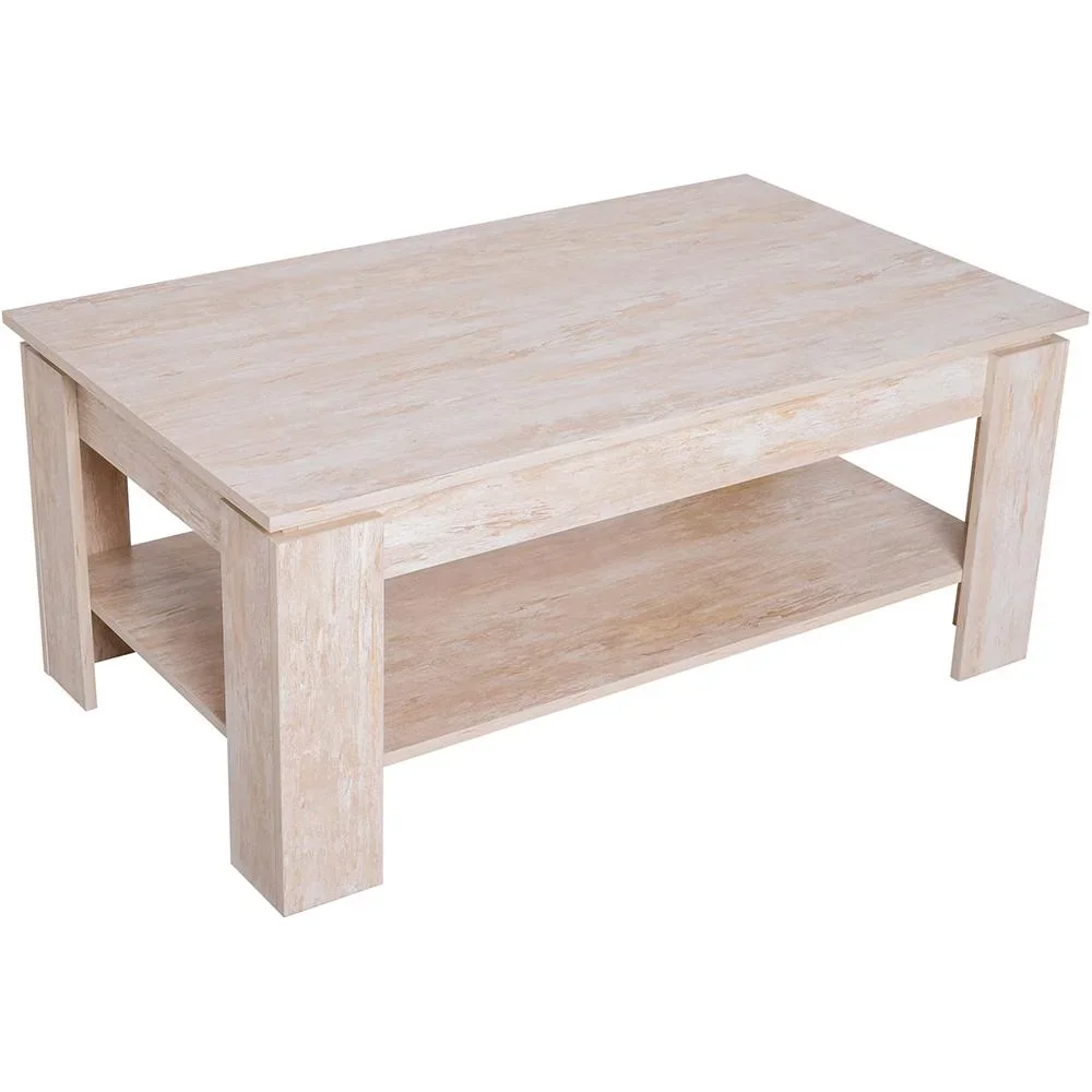 Couchtisch Beistelltisch Kaffetisch mit Ablage Pinie Holz 110 x 65 cm - 7
