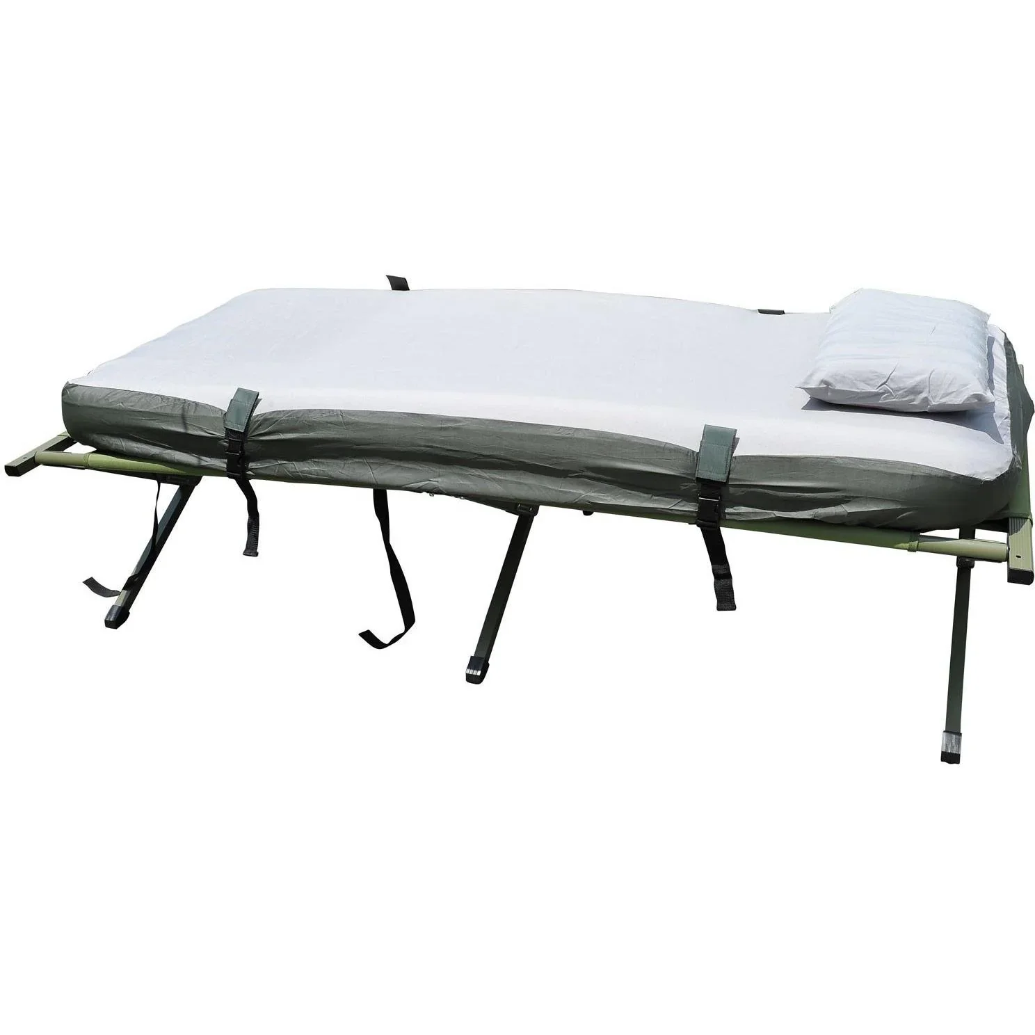 Campingbett Set mit ZeLT SChlafsack Matratze 4 in 1 faltbar Dunkelgrün - 0