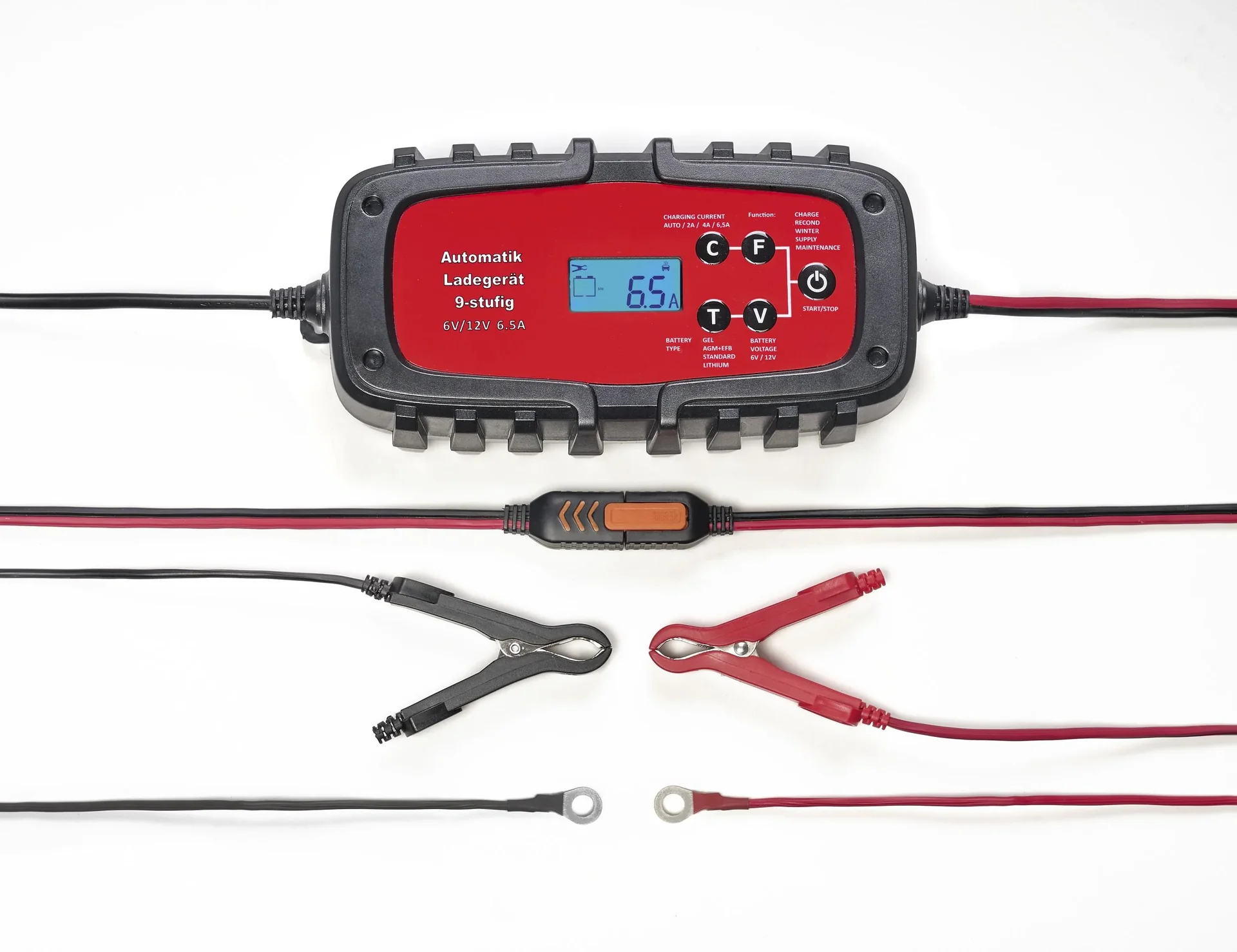 Batterieladegerät, 9-stufig - für Auto & Motorrad - 6,5 A, 6/12 Volt - 4