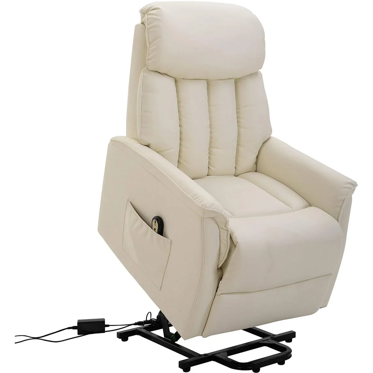 Aufstehsessel Fernsehsessel mit Aufstehhilfe elektrisch Liegefunktion Kunstleder Beige, 80 x 94 x 104 cm - 0