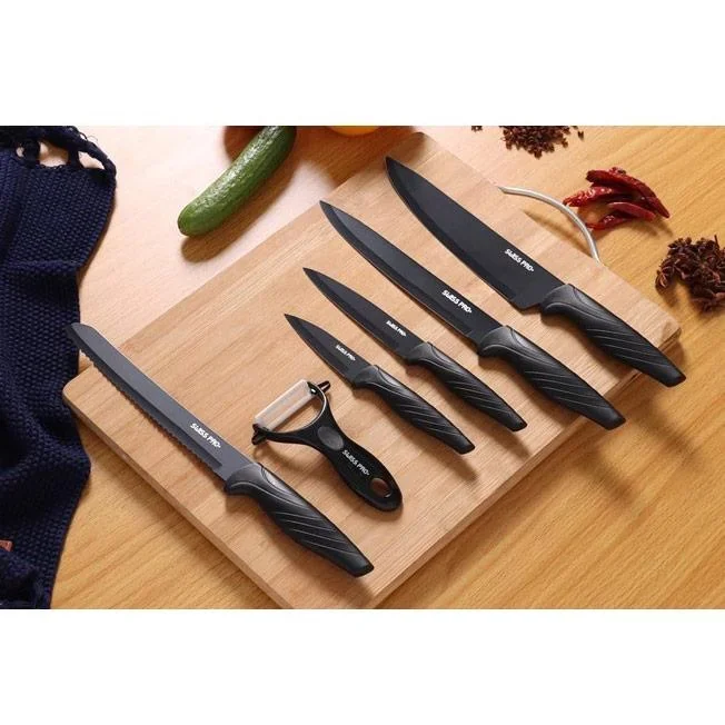 Küchenmesserset - 6-teilig - Antihaftbeschichtung - 7