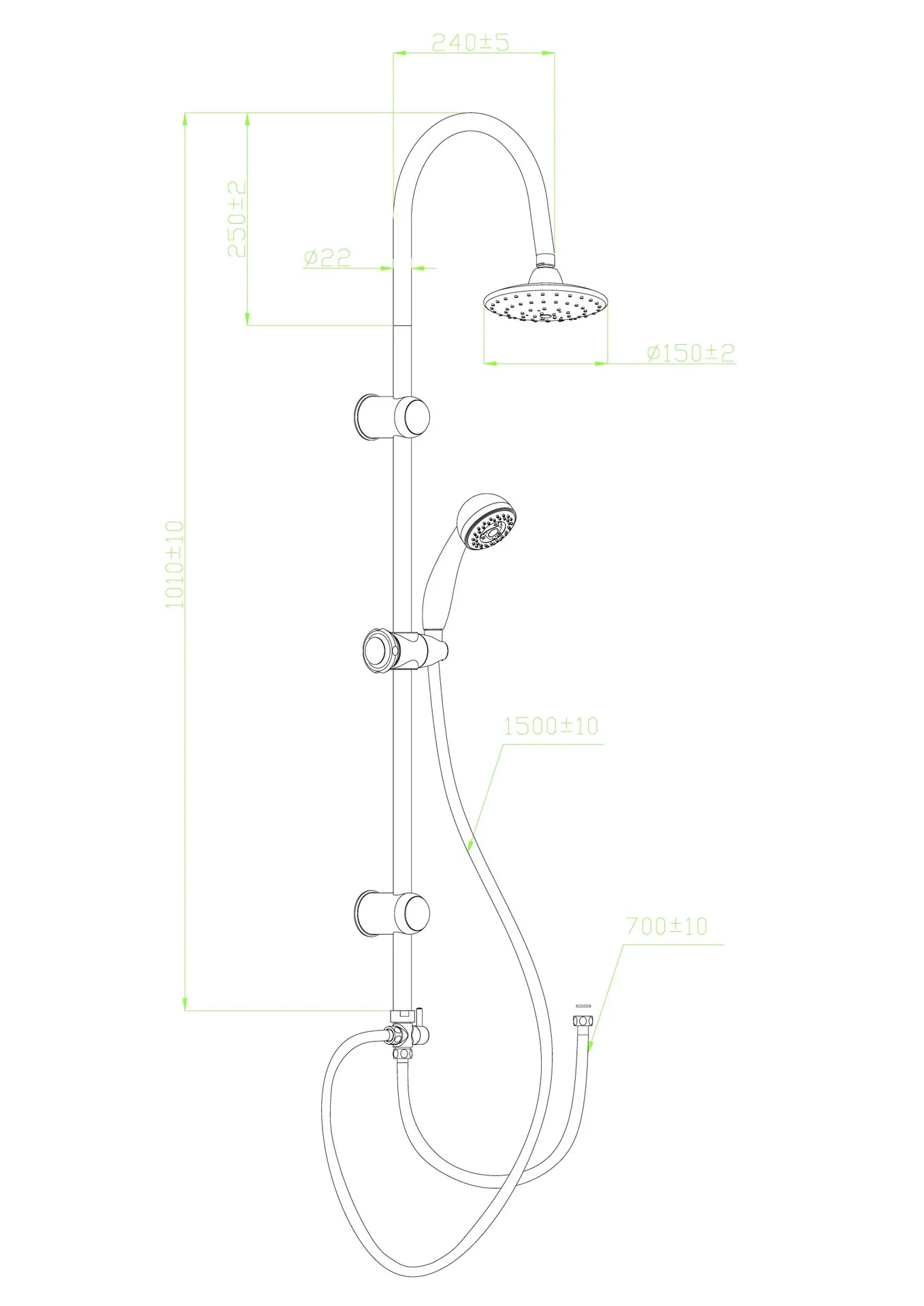 JAMAICA FRESH Überkopf-Brauseset, chrom - 0