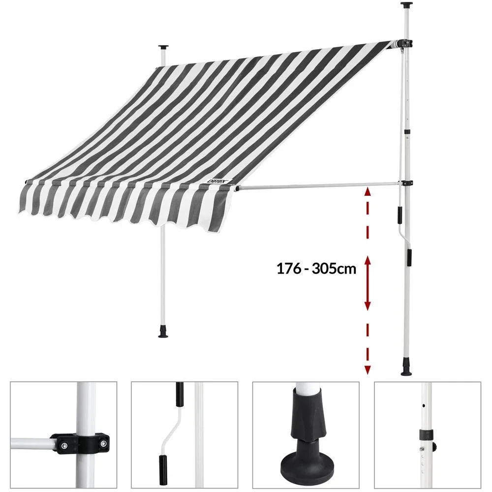 Klemmmarkise Weiß/Grau 200cm - 0