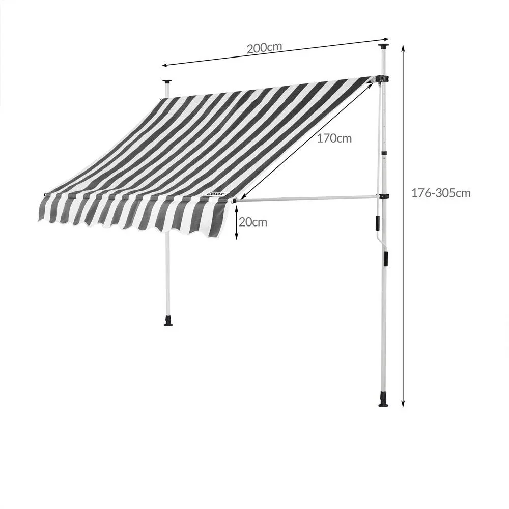 Klemmmarkise Weiß/Grau 200cm - 2