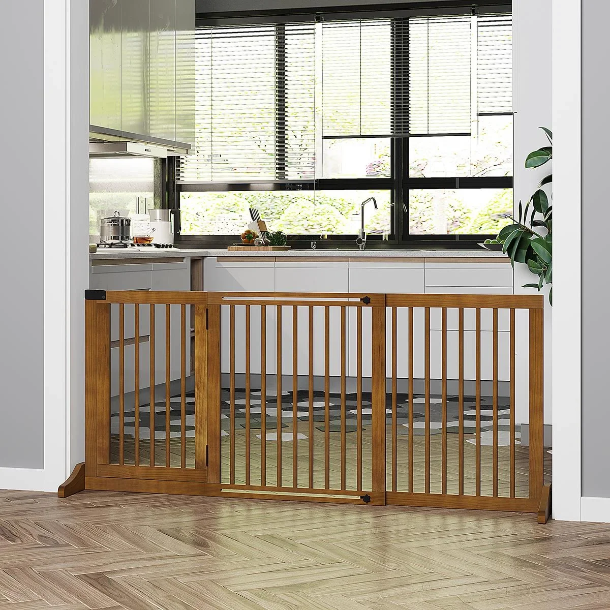 Türschutzgitter für Hunde braun - 2