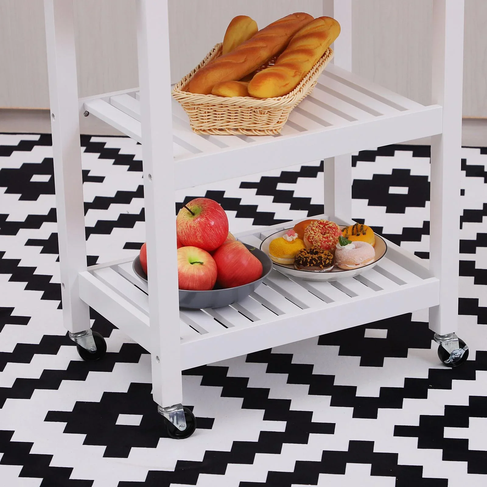 Servierwagen Küchenwagen rollbar mit Schublade Holz weiß 64 x 39 x 84,5 cm - 0