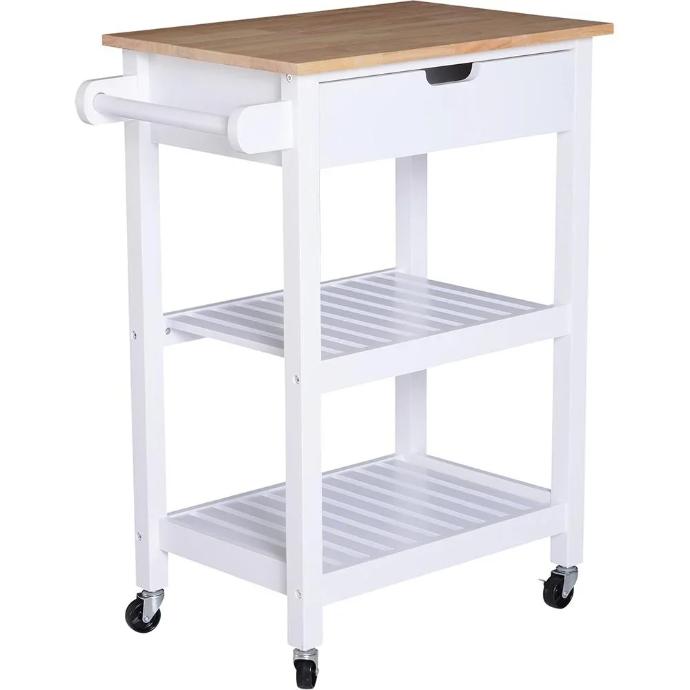 Servierwagen Küchenwagen rollbar mit Schublade Holz weiß 64 x 39 x 84,5 cm - 3