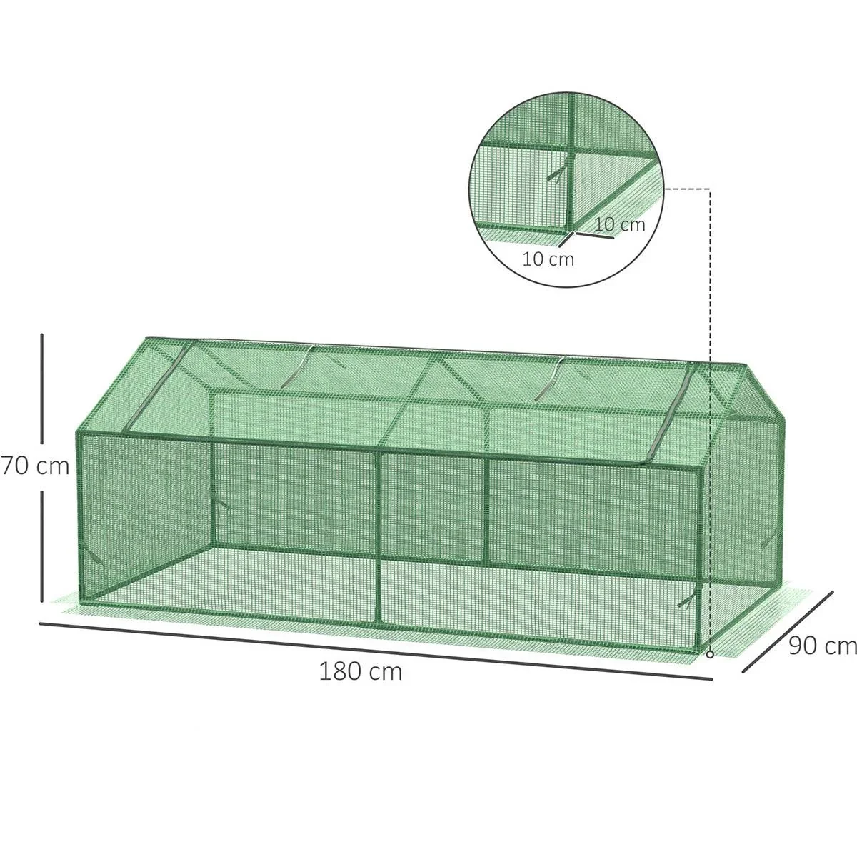 Foliengewächshaus Tomatenhaus Frühbeet 180 x 90 x 70 cm grün - 1