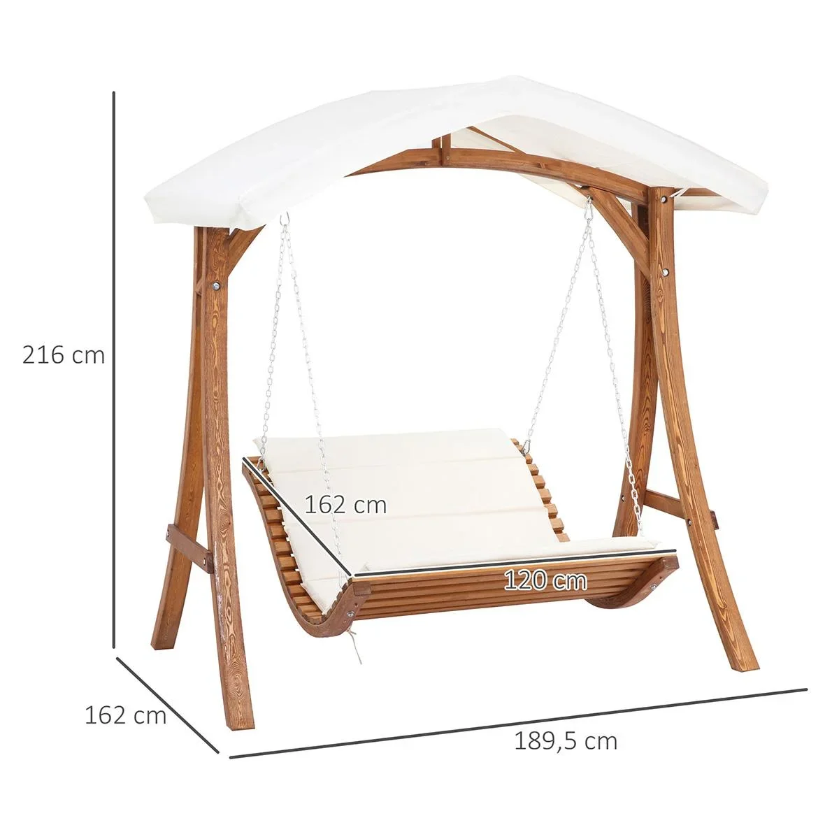 Hollywood-Schaukelliege für 2 mit Sonnendach 189,5 x 162 x 216 cm - 1