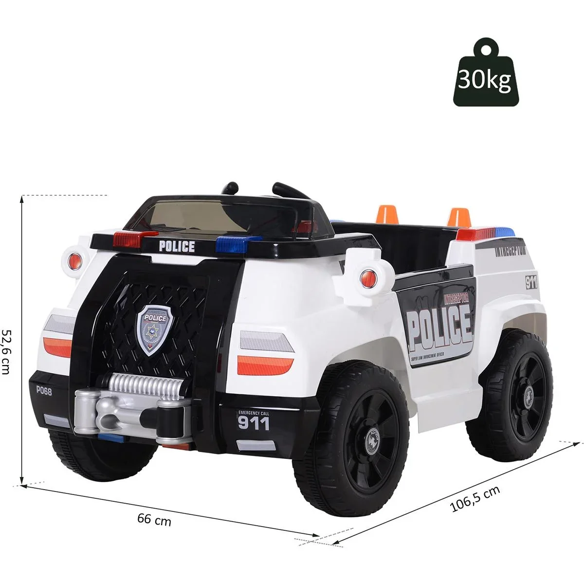 Kinder Polizeiauto mit Fernbedienung weiß - 0