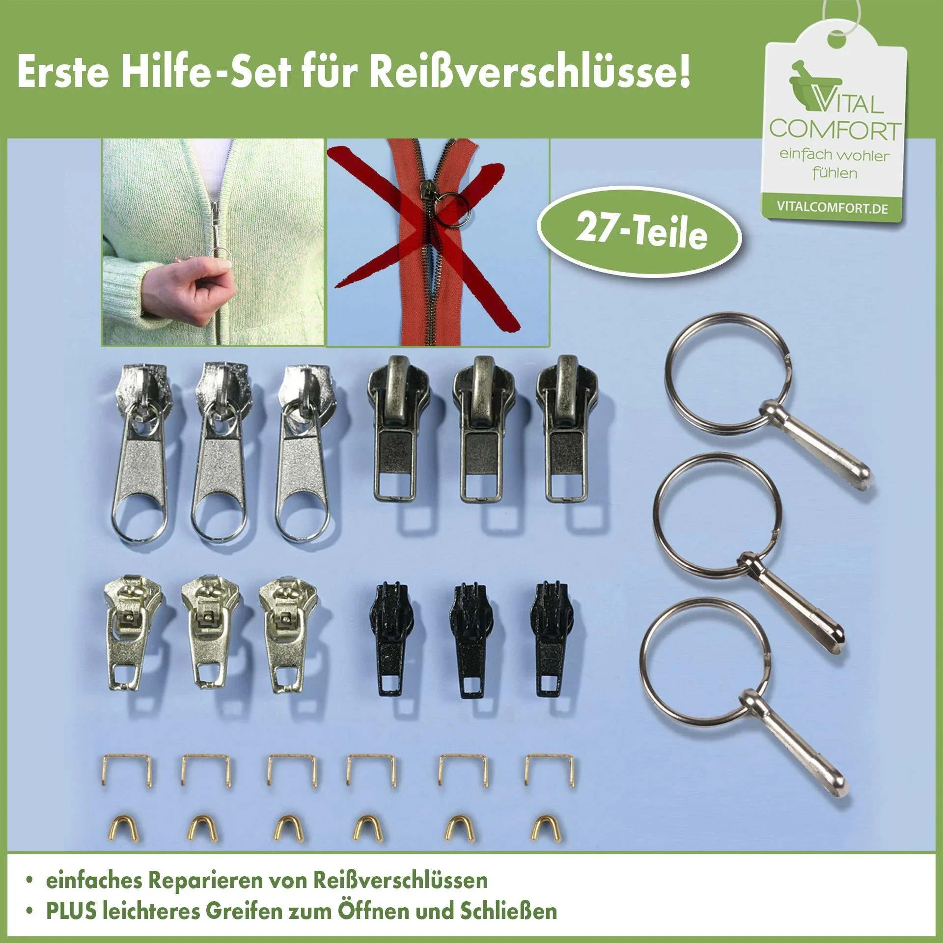 Reißverschluss-Reparatur-Set & Hilfe Greifrnge, 27-teilig - 4