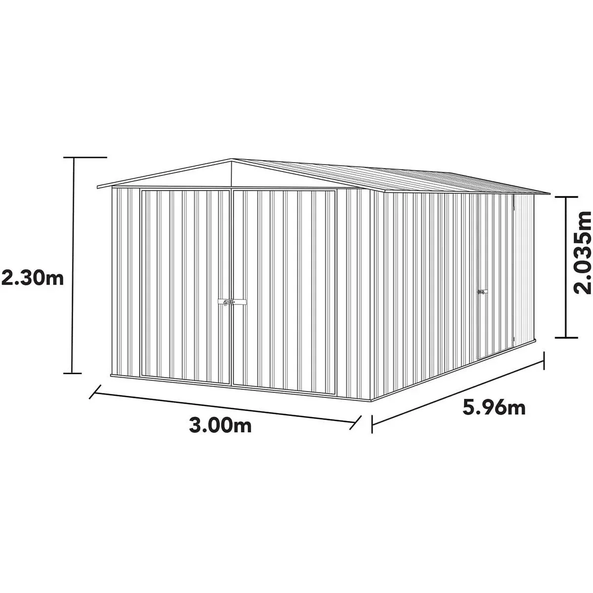 Absco Highlander PE3060HK - Metallgarage - 596x300x230 cm - 0