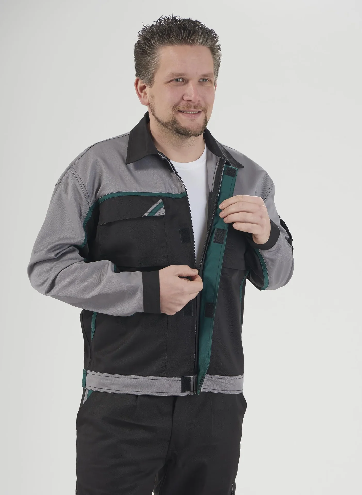 Blousonjacke, Farbe schwarz/grau/grün, Gr. 46 - 0