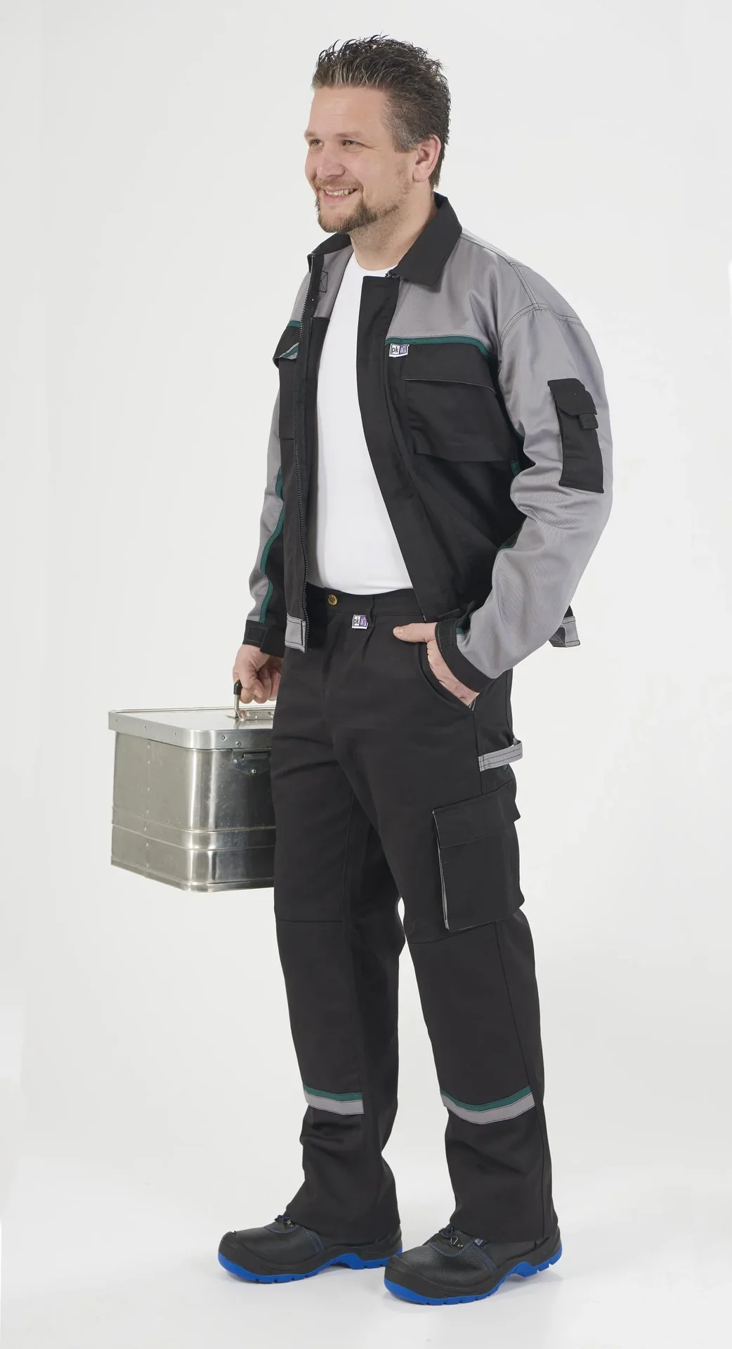 Blousonjacke, Farbe schwarz/grau/grün, Gr. 46 - 3