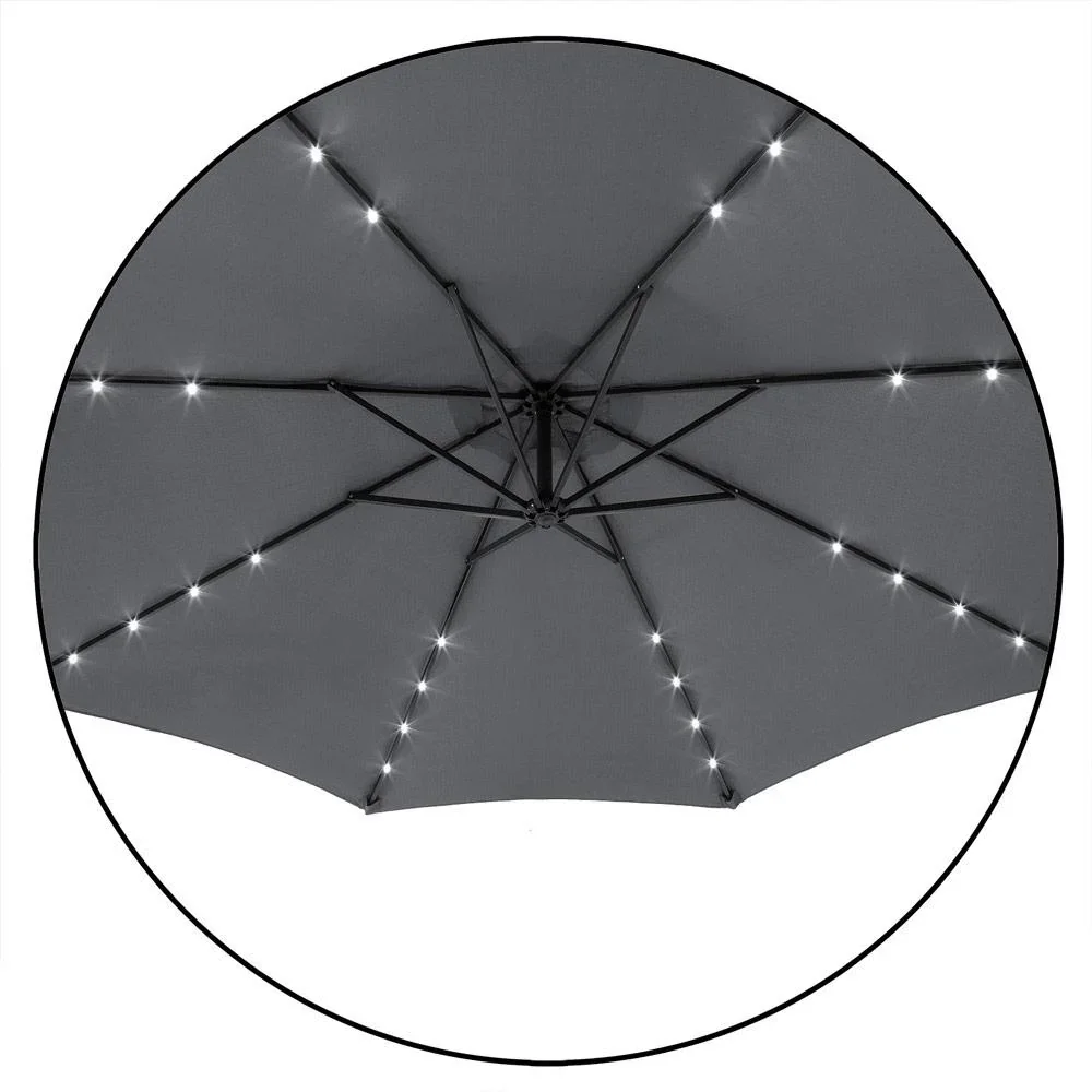Sonnenschirm Mali mit LED-Beleuchtung schwenkbar anthrazit - Ø 3,3m - 6