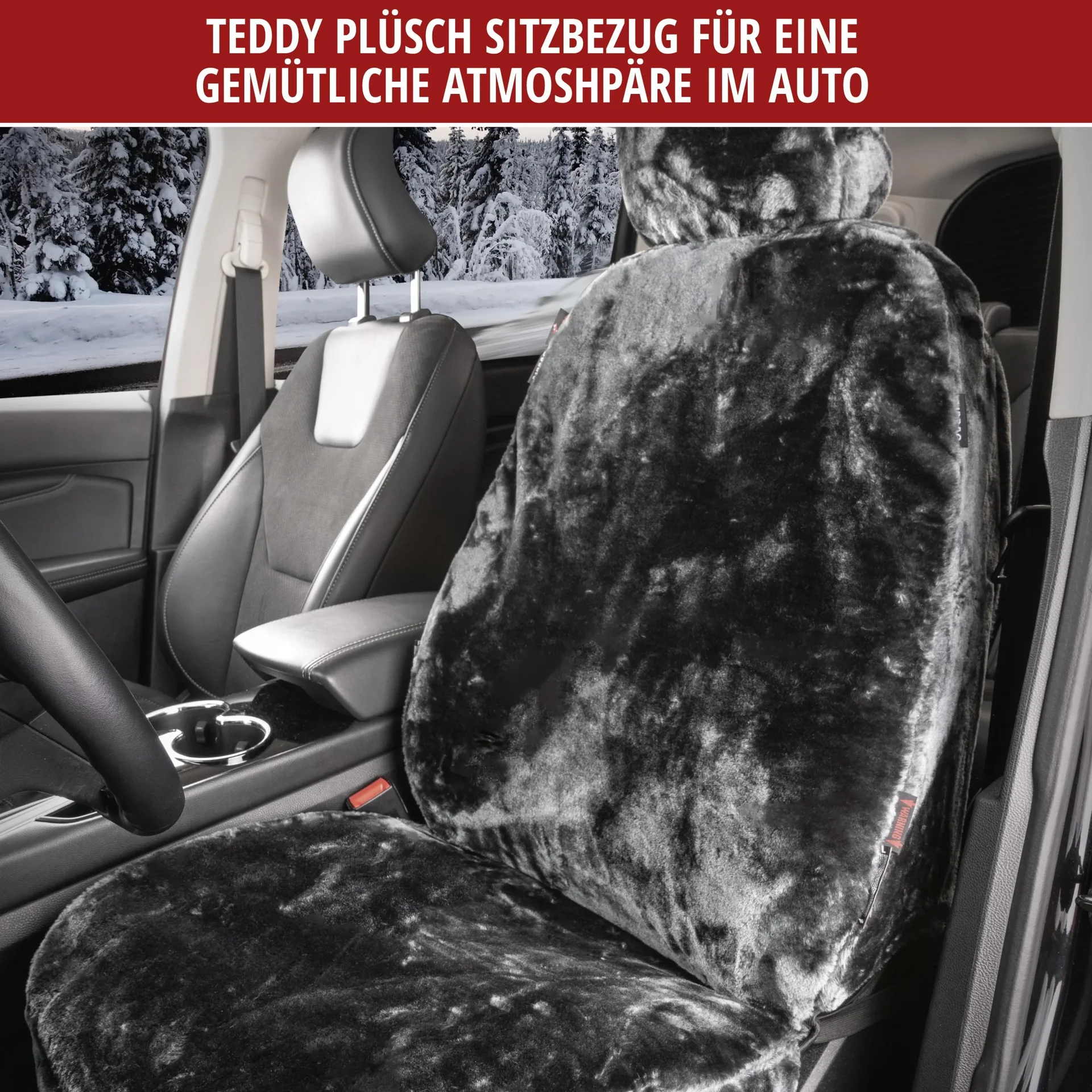 Autositzbezug "Teddy" - Kunstfell - anthrazit - 3