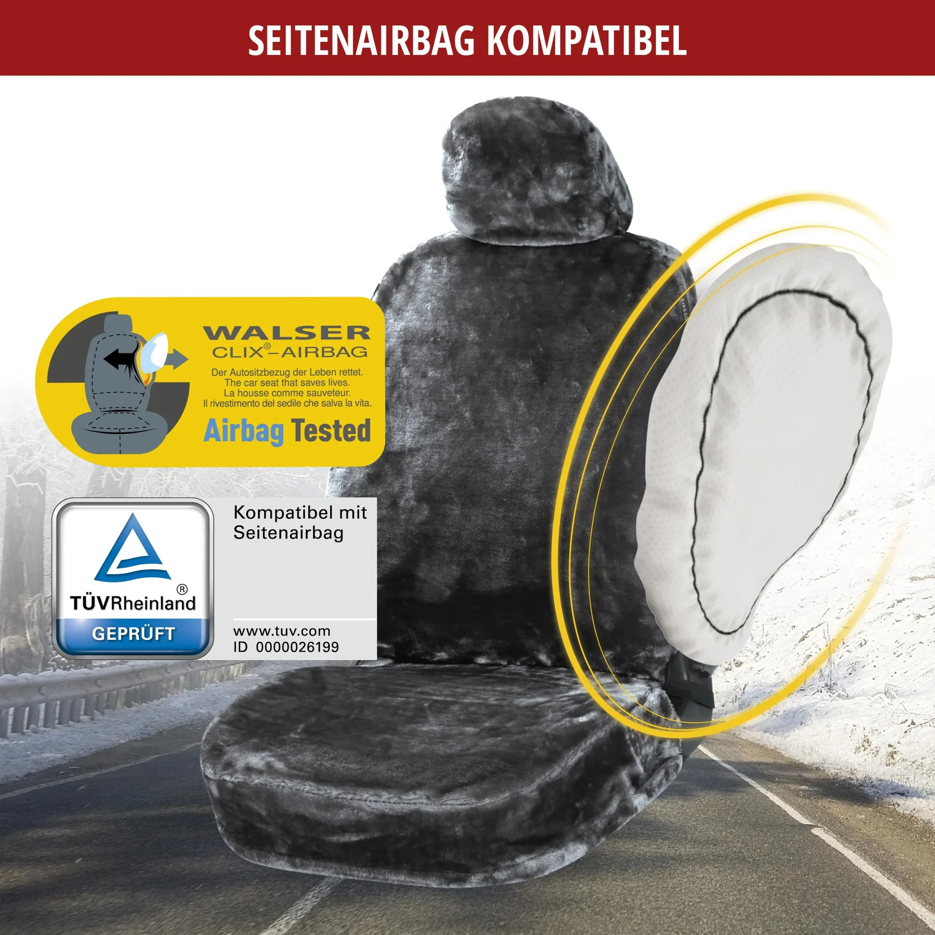 Autositzbezug "Teddy" - Kunstfell - anthrazit - 6