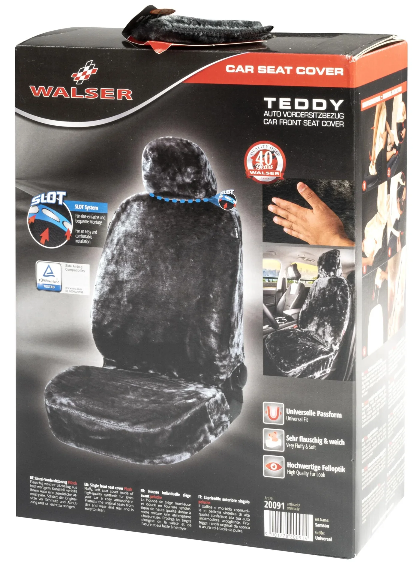 Autositzbezug "Teddy" - Kunstfell - anthrazit - 8