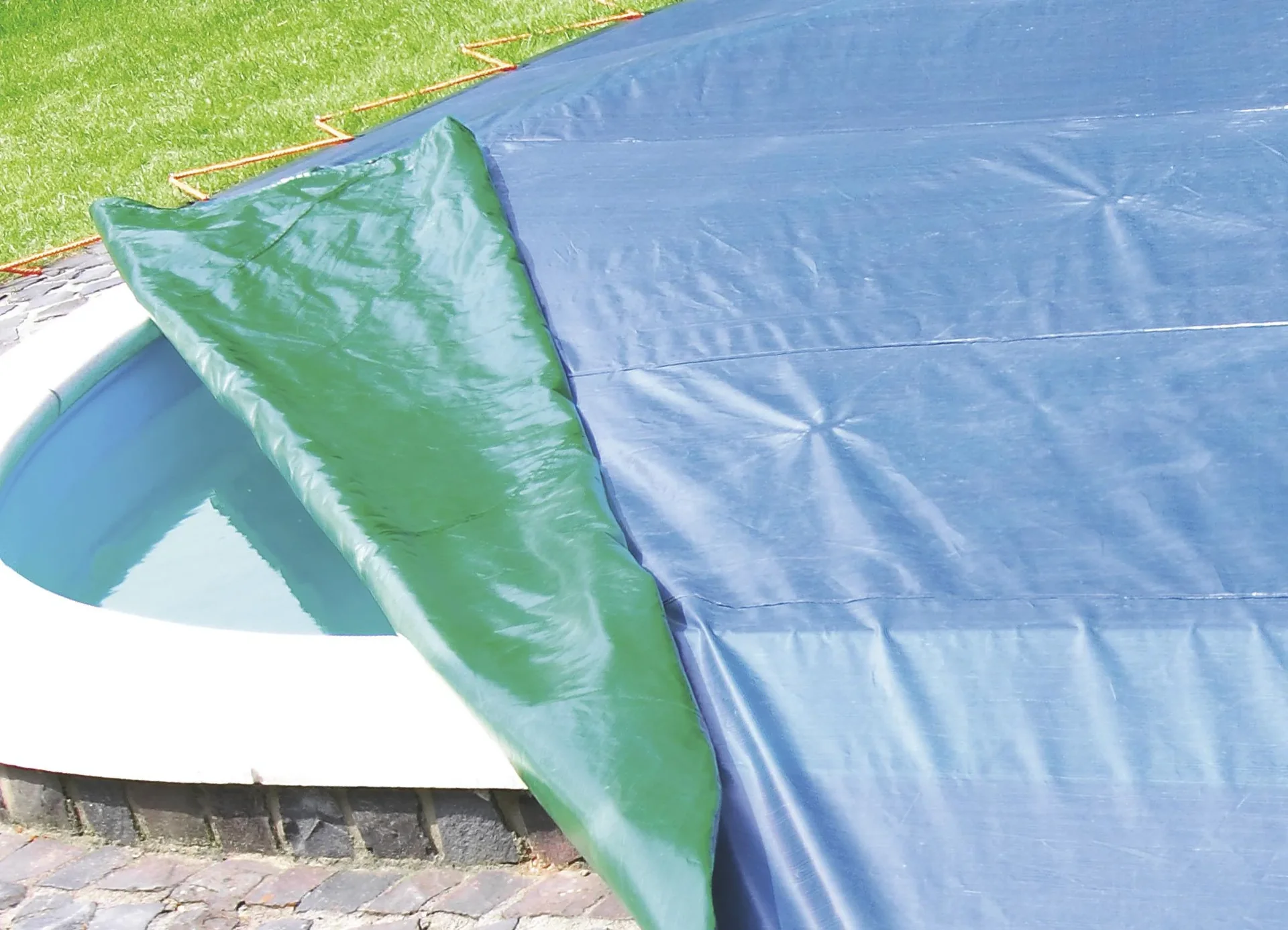 Abdeckplane, zweifarbig grün/ blau, extrem stark 150 g/ m², 2 x 3 m - 0