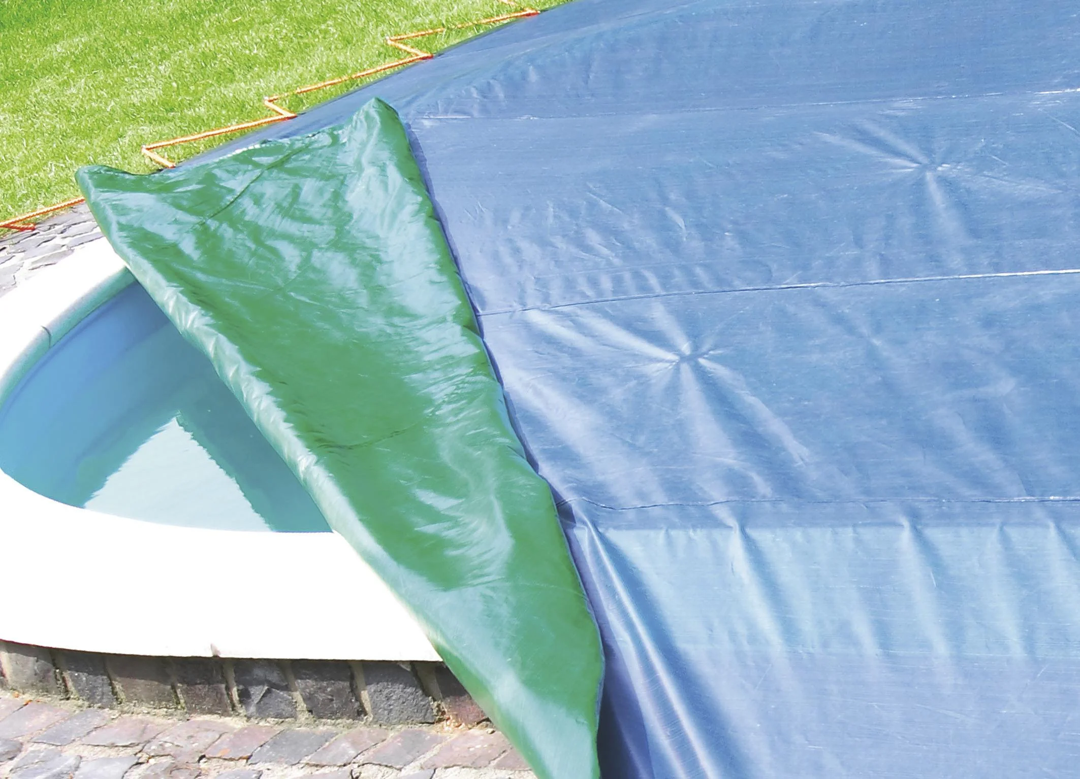 Abdeckplane, zweifarbig grün/ blau, extrem stark 150 g/ m², 2 x 3 m - 0