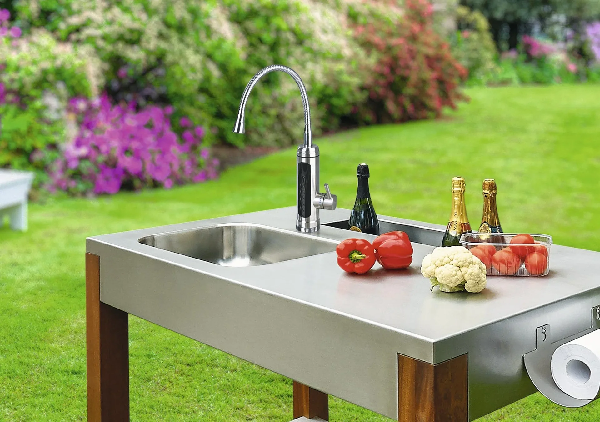 Warm- & Kaltwasserarmatur, elektrisch, Edelstahl, 3600 Watt - 5