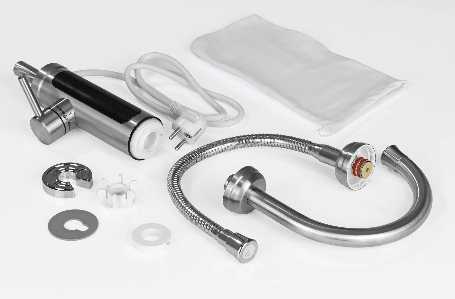 Warm- & Kaltwasserarmatur, elektrisch, Edelstahl, 3600 Watt - 6