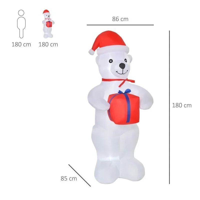 Aufblasbarer Weihnachts-Eisbär 1,8 m Decorationen - 0