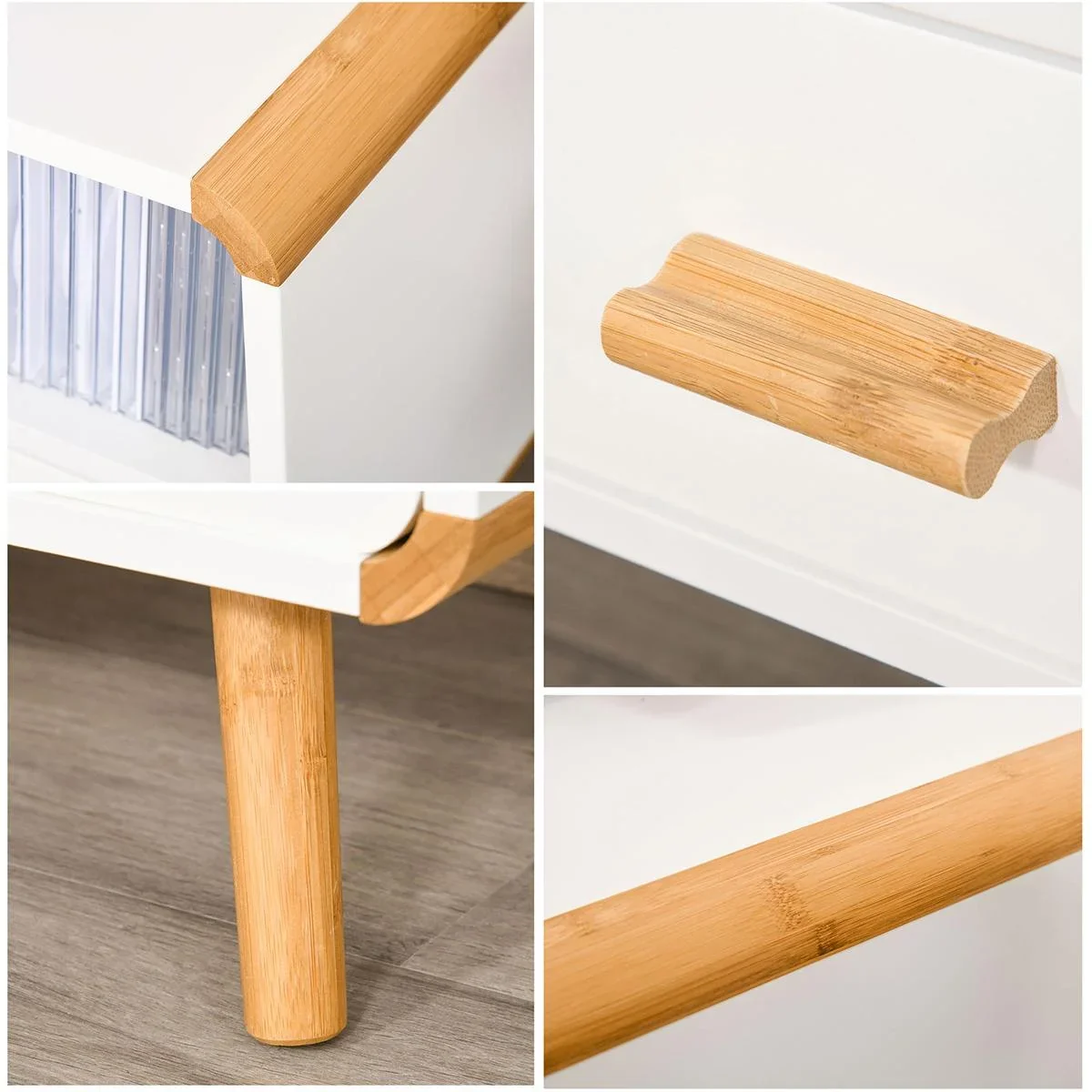 TV Schrank mit 2 Schubladen und offenen Regalfächern Weiß - 3