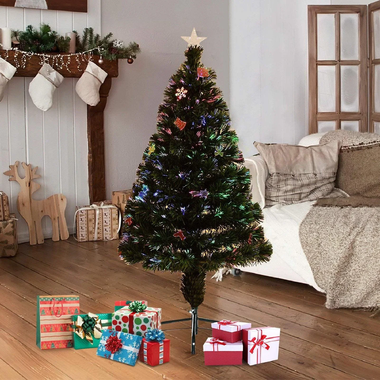 Weihnachtsbaum Tannenbaum LED Lichtfaser 120cm grün - 1